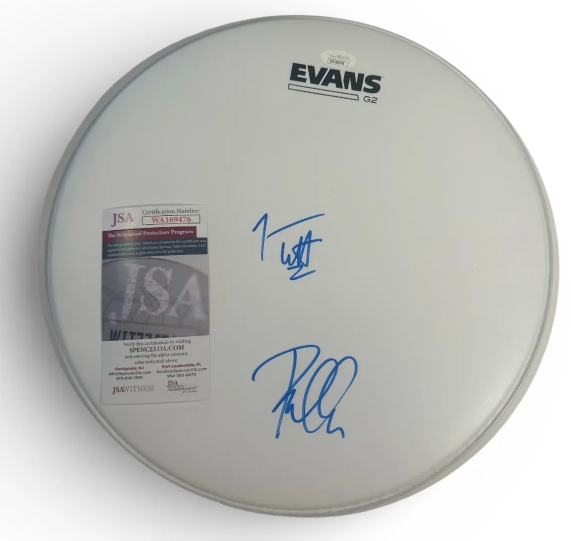 Joe Elliott Phil Collen Signed Def Leppard 13" Drum Head JSA, image 2