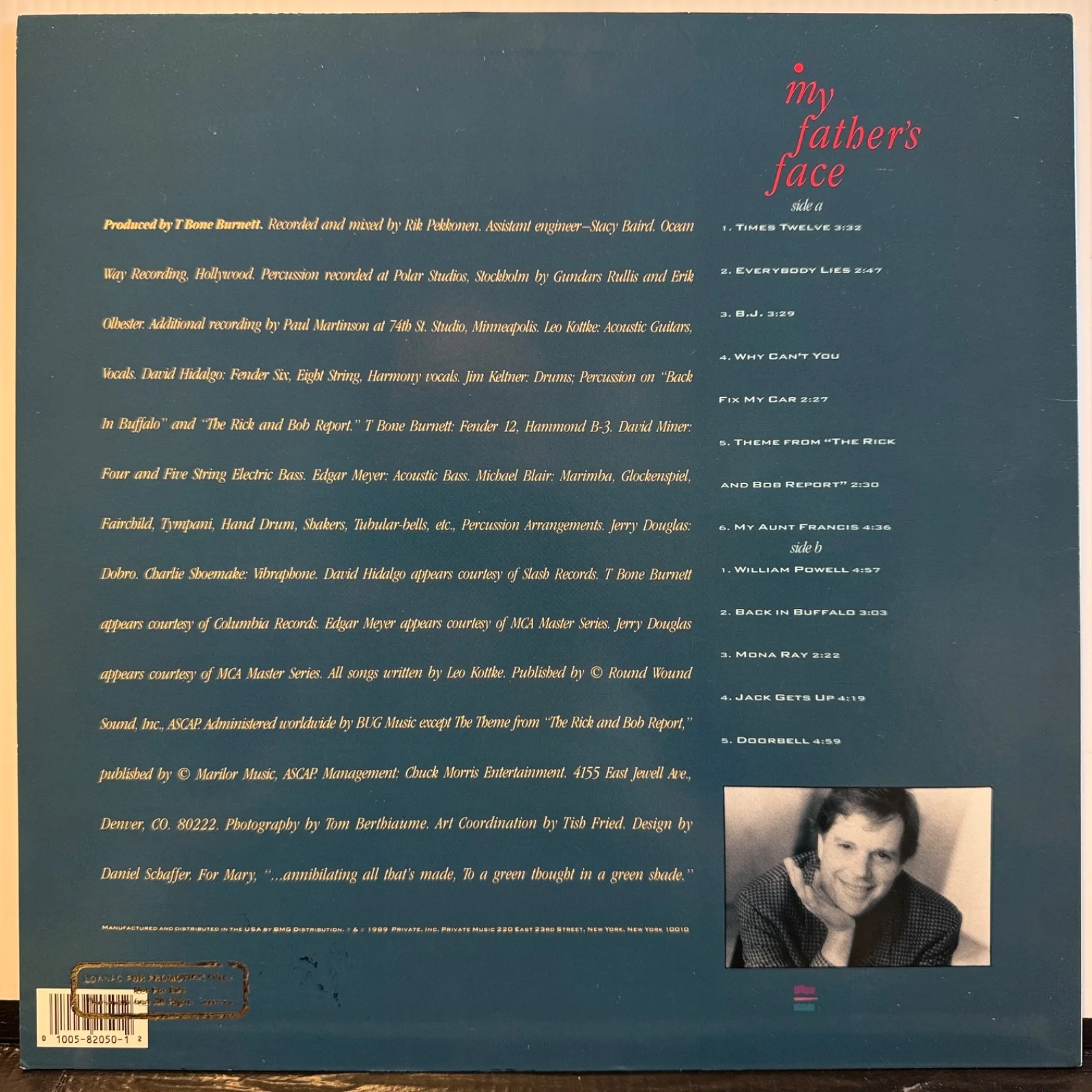LEO KOTTKE "My Father's Face" AUTOGRAPHED usa vinyl LP 2050-1-P PRIVATE MUSIC NM, изображение 3