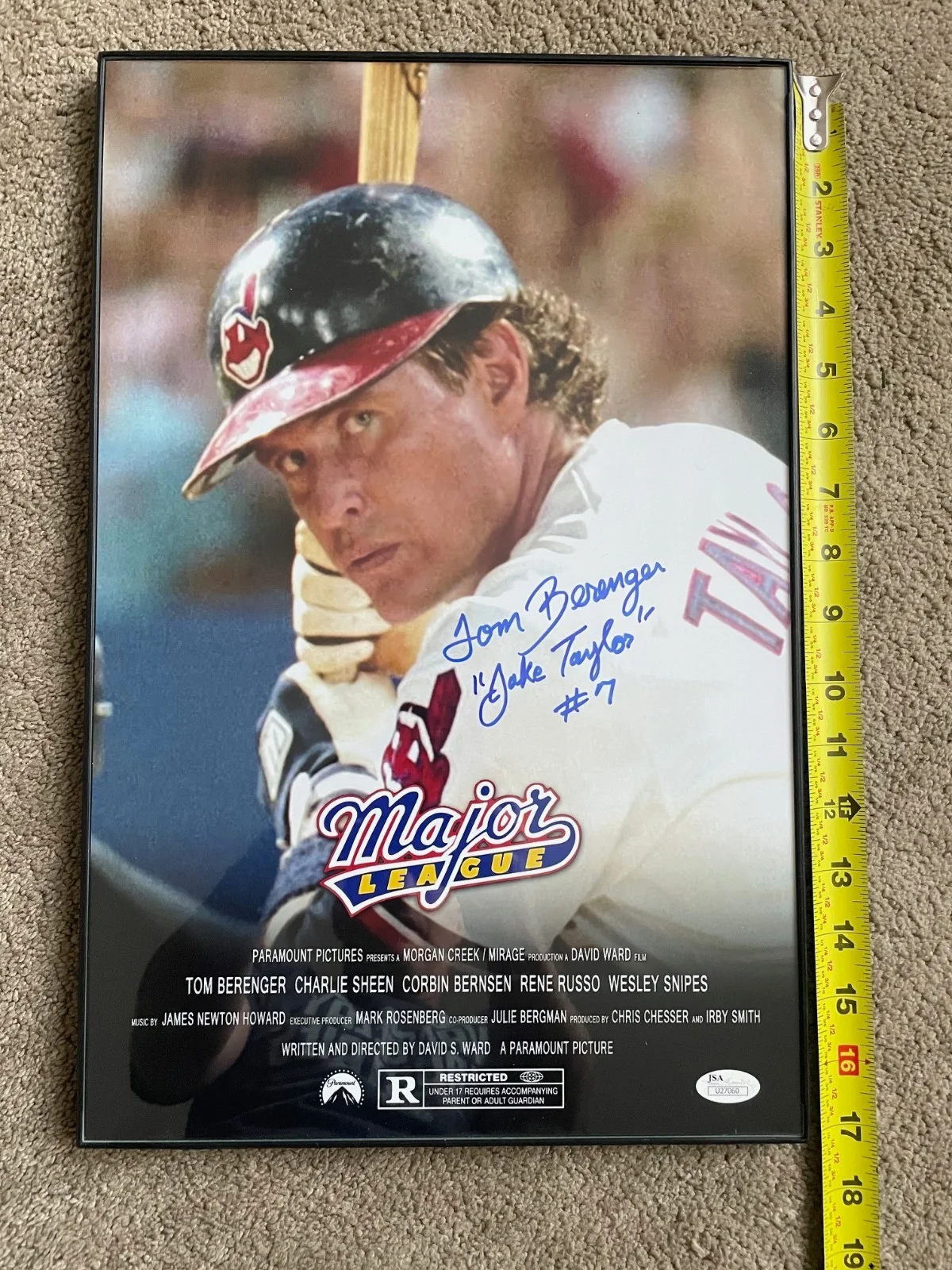 Tom Berenger — TOM BERENGER Signed 11x18 Photo Major League Jake Taylor Inscription JSA COA