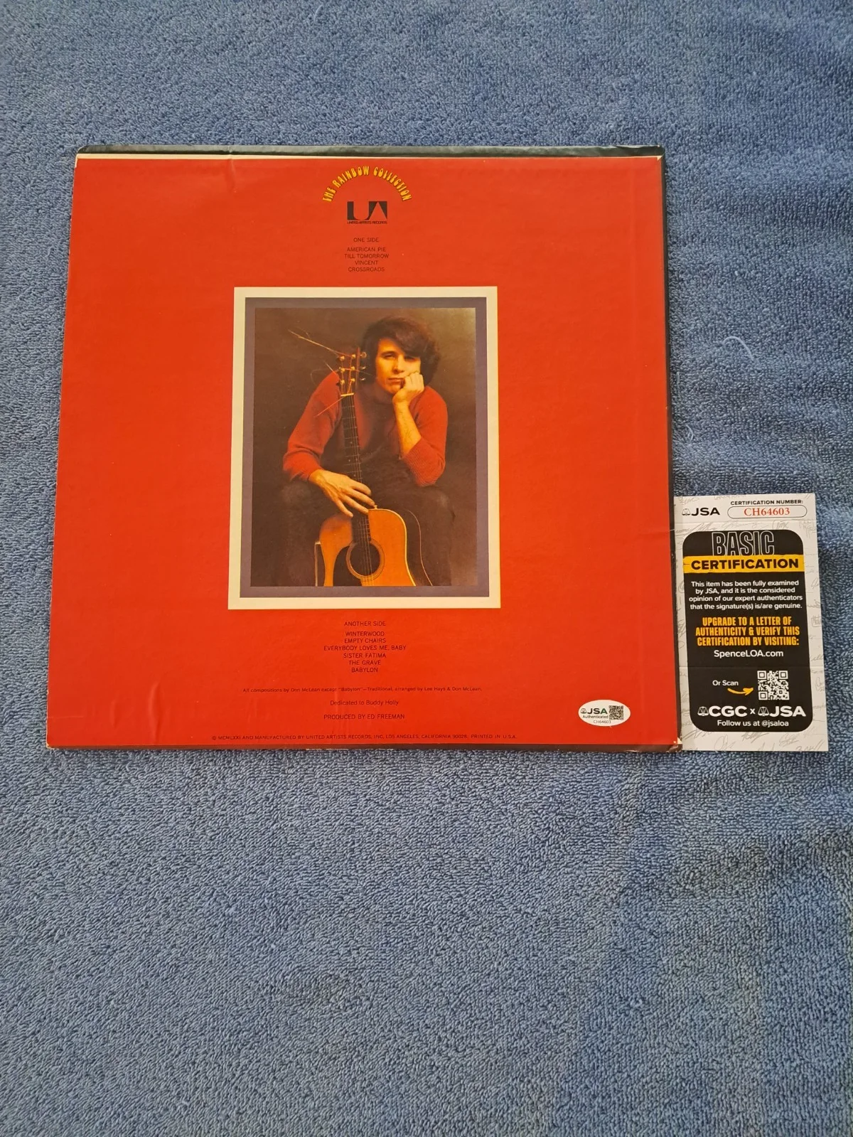 DON MCLAIN SIGNED AMERICAN PIE LP VINYL ALBUM JSA COA, изображение 2