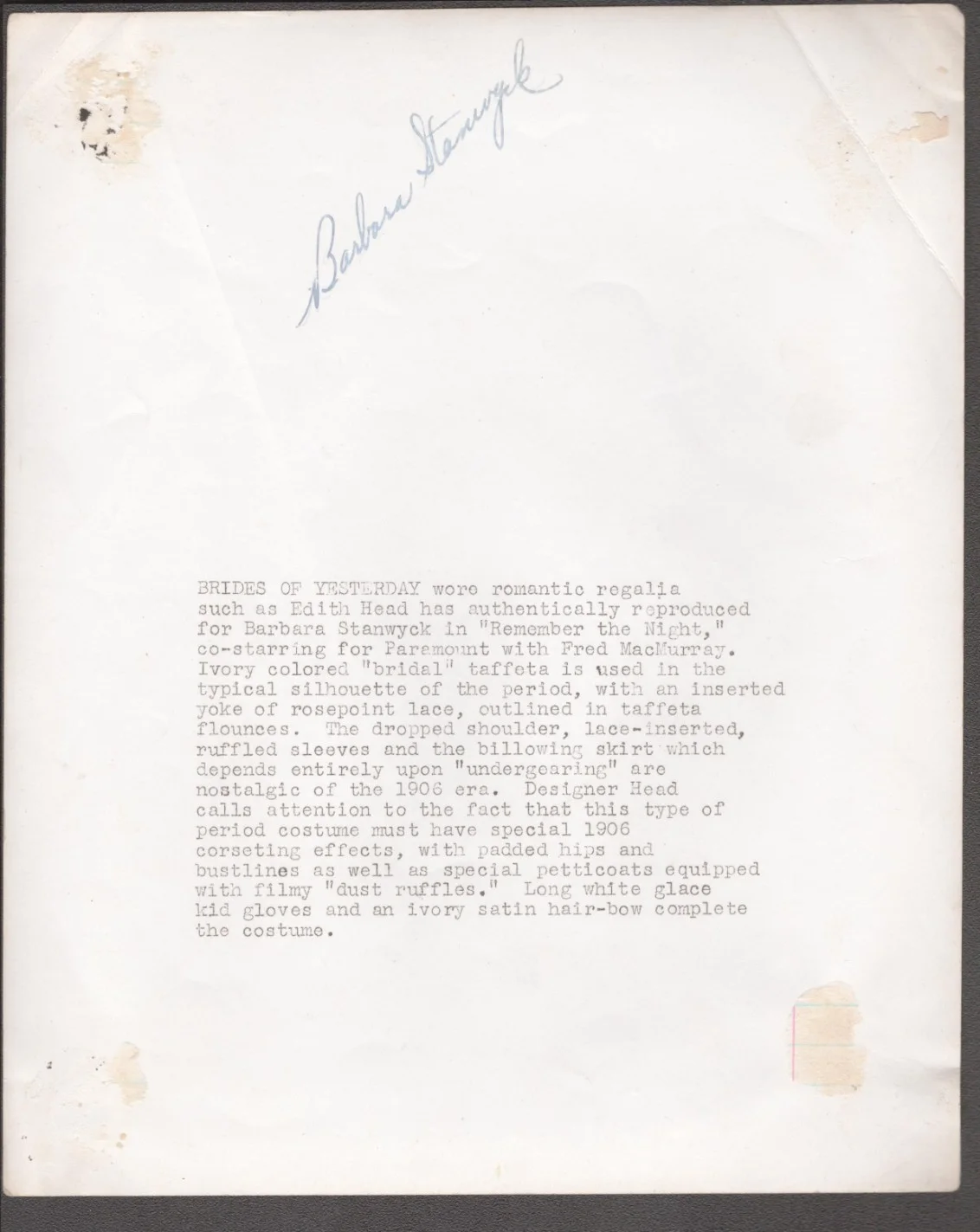 Barbara Stanwyck — Barbara Stanwyck Signed Autograph 8x10 Photo 1939 JSA, image 2
