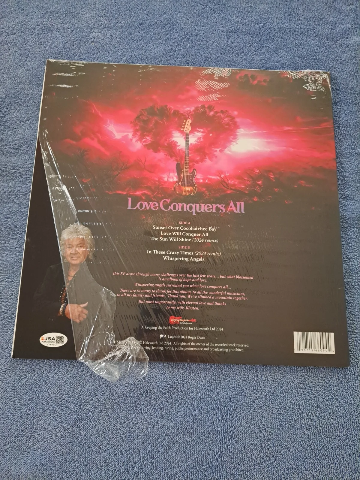 HALL OF FAMER JOHN LODGE OF THE MOODY BLUES SIGNED LOVE CONQUERS ALL VINYL JSA, изображение 2