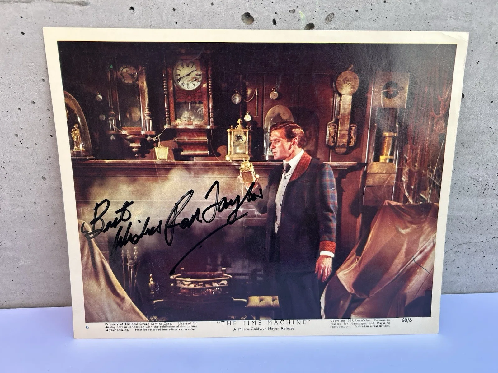 Rod Taylor — Rare Autographed Signed The TIME MACHINE MOVIE 1960 LOBBY CARD #6 ROD TAYLOR, изображение 2