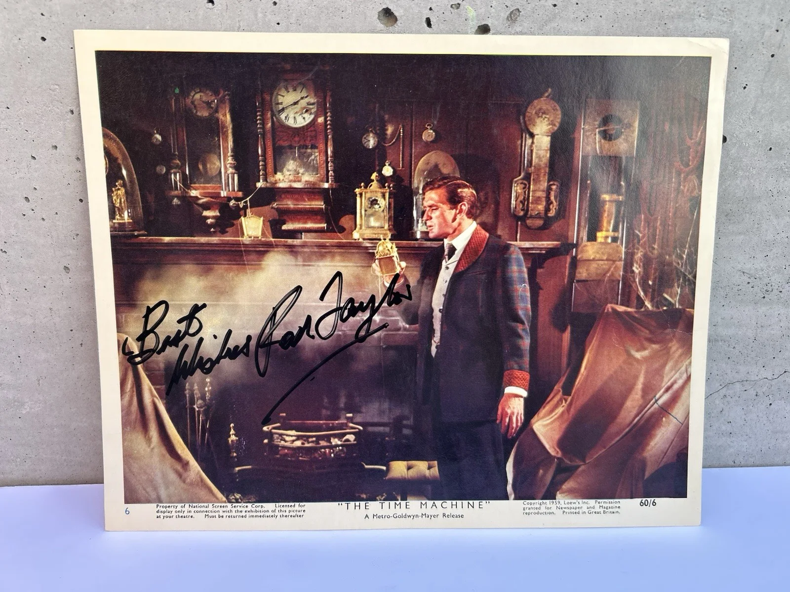 Rod Taylor — Rare Autographed Signed The TIME MACHINE MOVIE 1960 LOBBY CARD #6 ROD TAYLOR, изображение 3