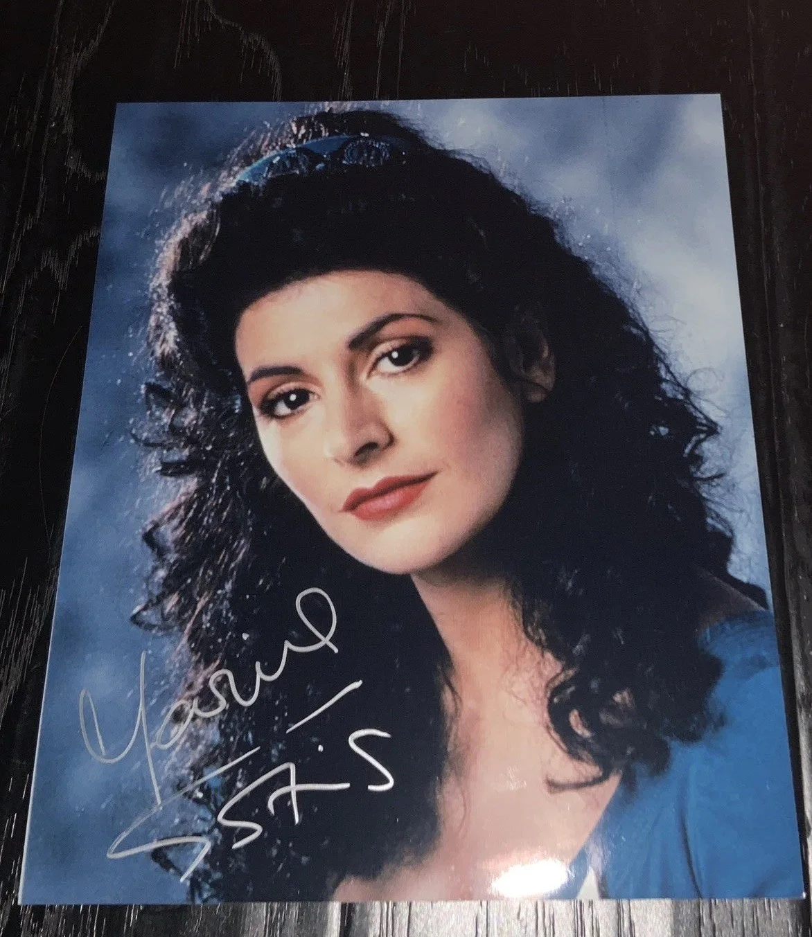 Marina Sirtis — MARINA SIRTIS THE NEXT GENERATION AUTOGRAPHED 8" X 10" COLOR PHOTO silver Pen