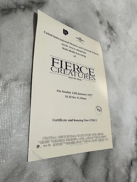 EXCLUSIVE Fierce Creatures/John Cleese 1997 Press Screening Invitation, image 2