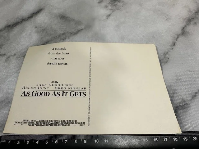 EXCLUSIVE As Good As It Gets/Jack Nicholson 1998 Press Information Postcard, image 3