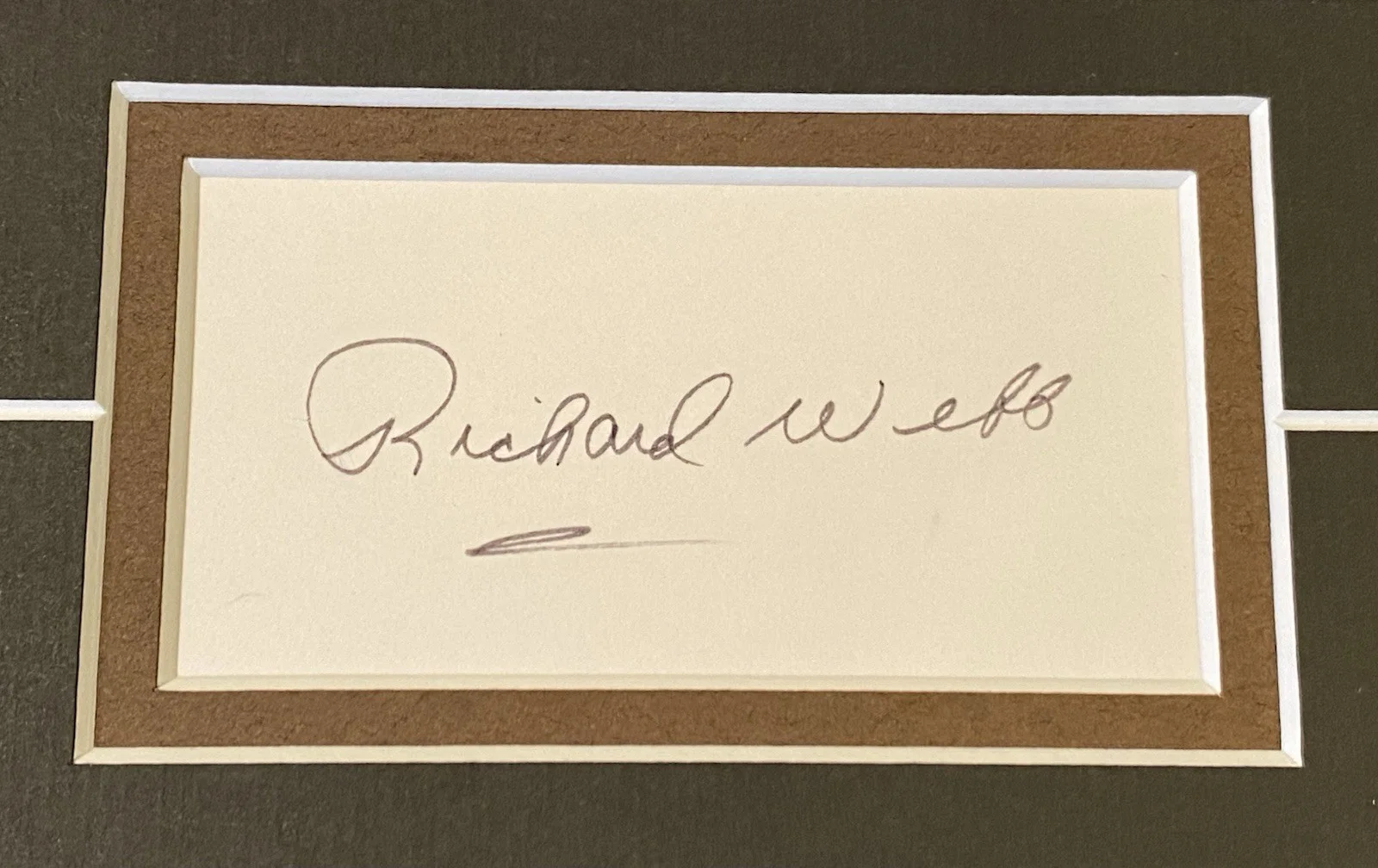 Actor Richard Webb Signed & Matted Notecard with Picture, image 2