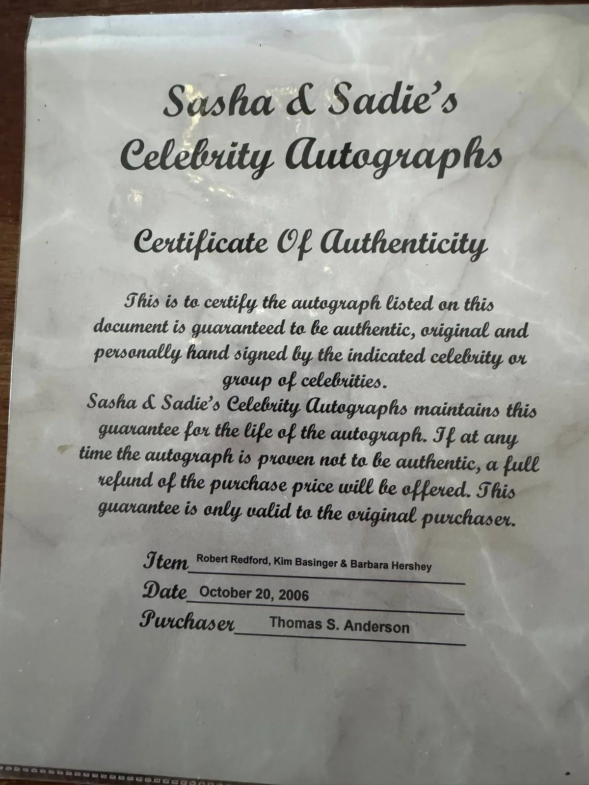 Robert Redford signed photo The Natural with Kim Basinger Barbara Hershey COA, изображение 3