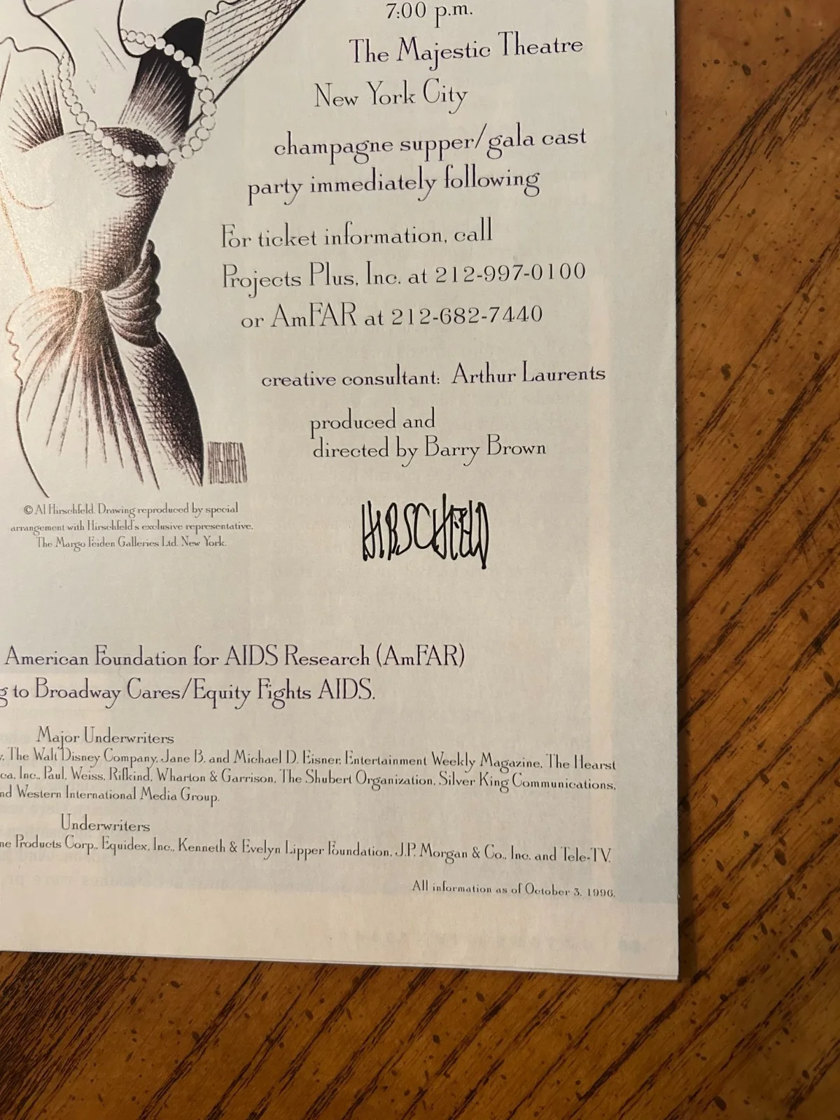 Al Hirshfeld — Authentic Hirshfeld autograph on Magazine Ad for Angela Lansbury Tribute Oct. 96, изображение 2