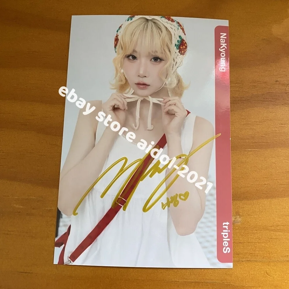 TripleS Nakyoung Autographed Signed Photo Picture K-POP 4*6 2025B, изображение 2