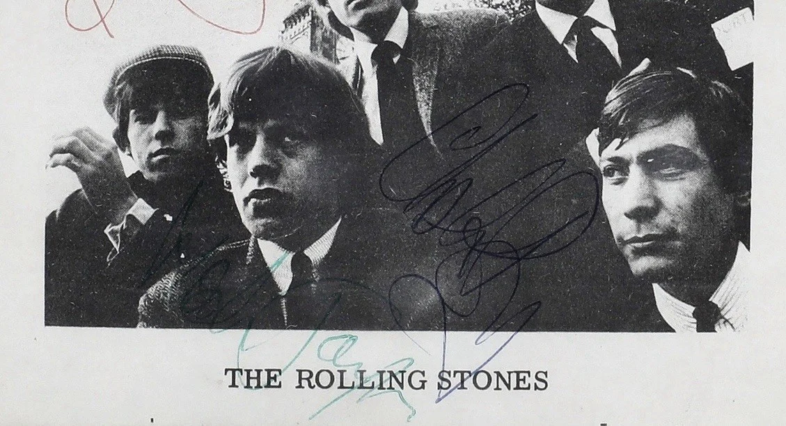 Rolling Stones Full Band Signed Autograph 5.5x4 Decca Promo Card Photo PSA/DNA, image 2