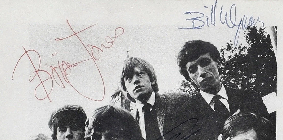Rolling Stones Full Band Signed Autograph 5.5x4 Decca Promo Card Photo PSA/DNA, image 3