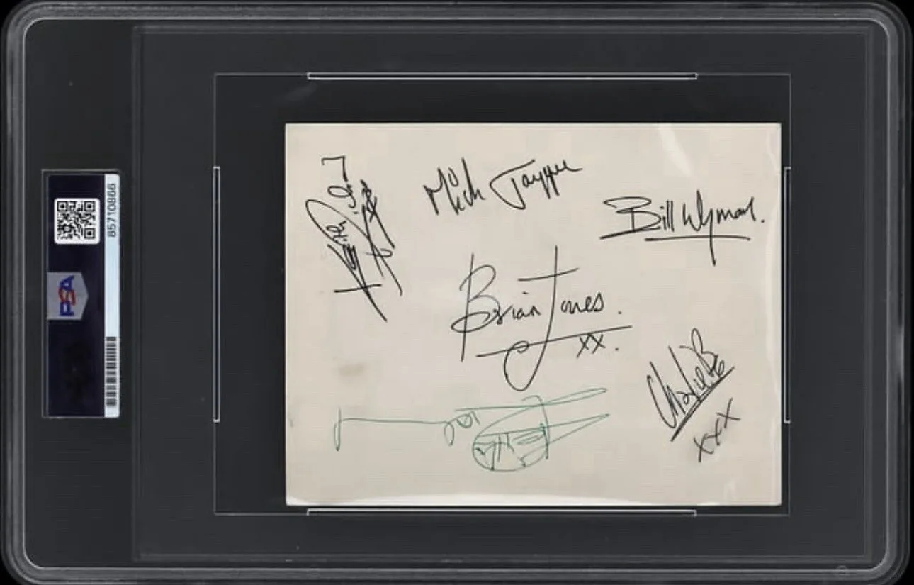 Rolling Stones Full Band Signed Autograph 5.5x4 Decca Promo Card Photo PSA/DNA, image 5