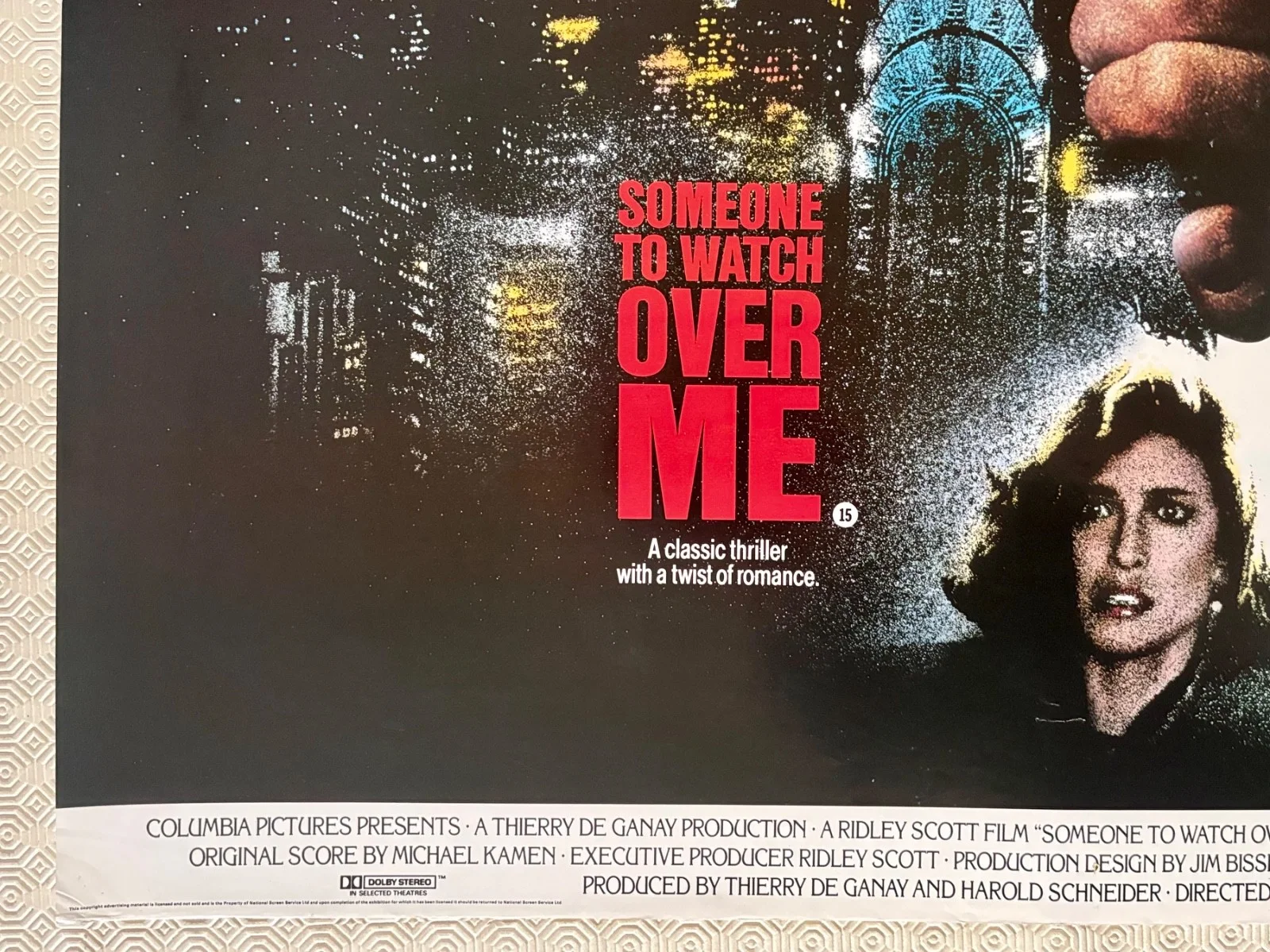 Someone To watch Over Me Original 1987 Quad Poster Tom Berenger Mimi Rogers, image 2