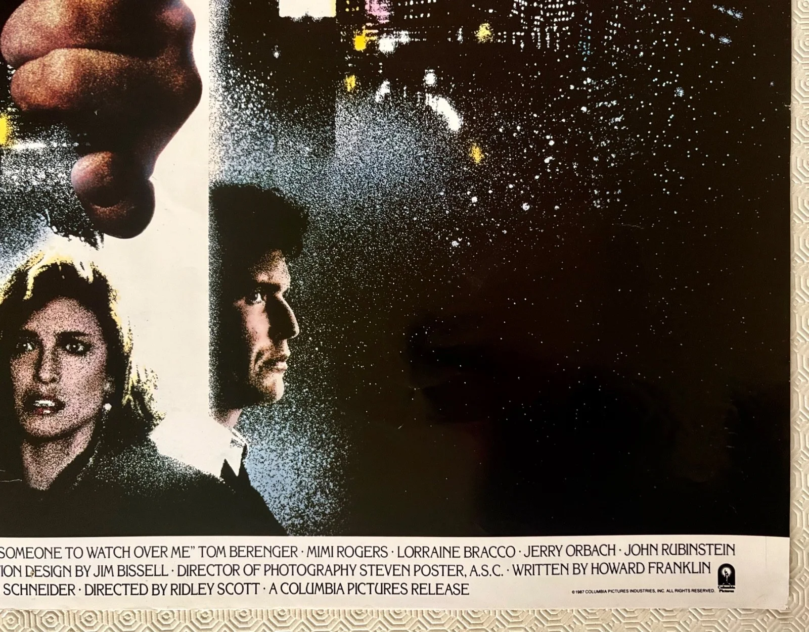 Someone To watch Over Me Original 1987 Quad Poster Tom Berenger Mimi Rogers, image 3