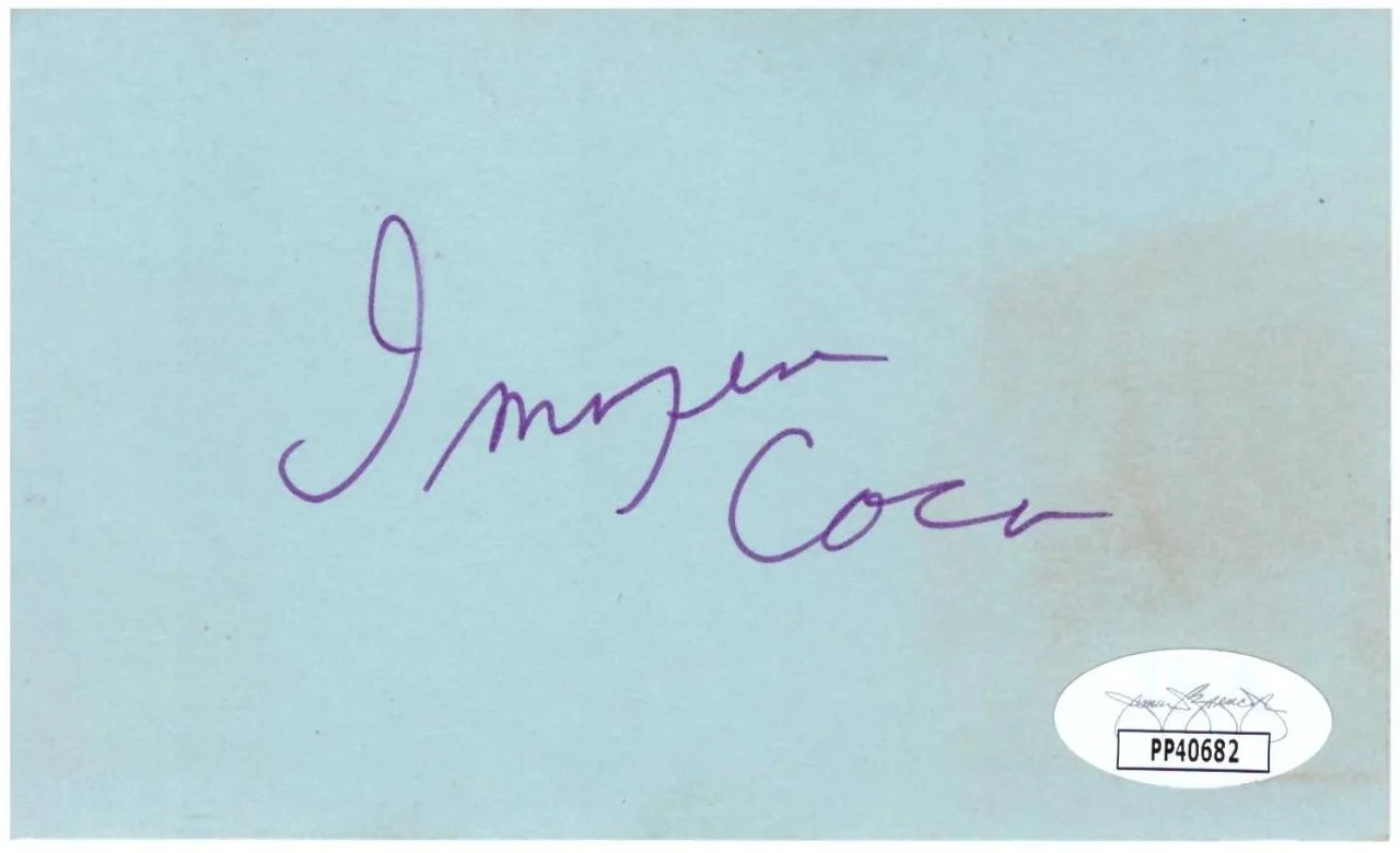 IMOGENE COCA — IMOGENE COCA (d. 2001) Signed 3x5 Index Card Your Show of Shows JSA PP40682