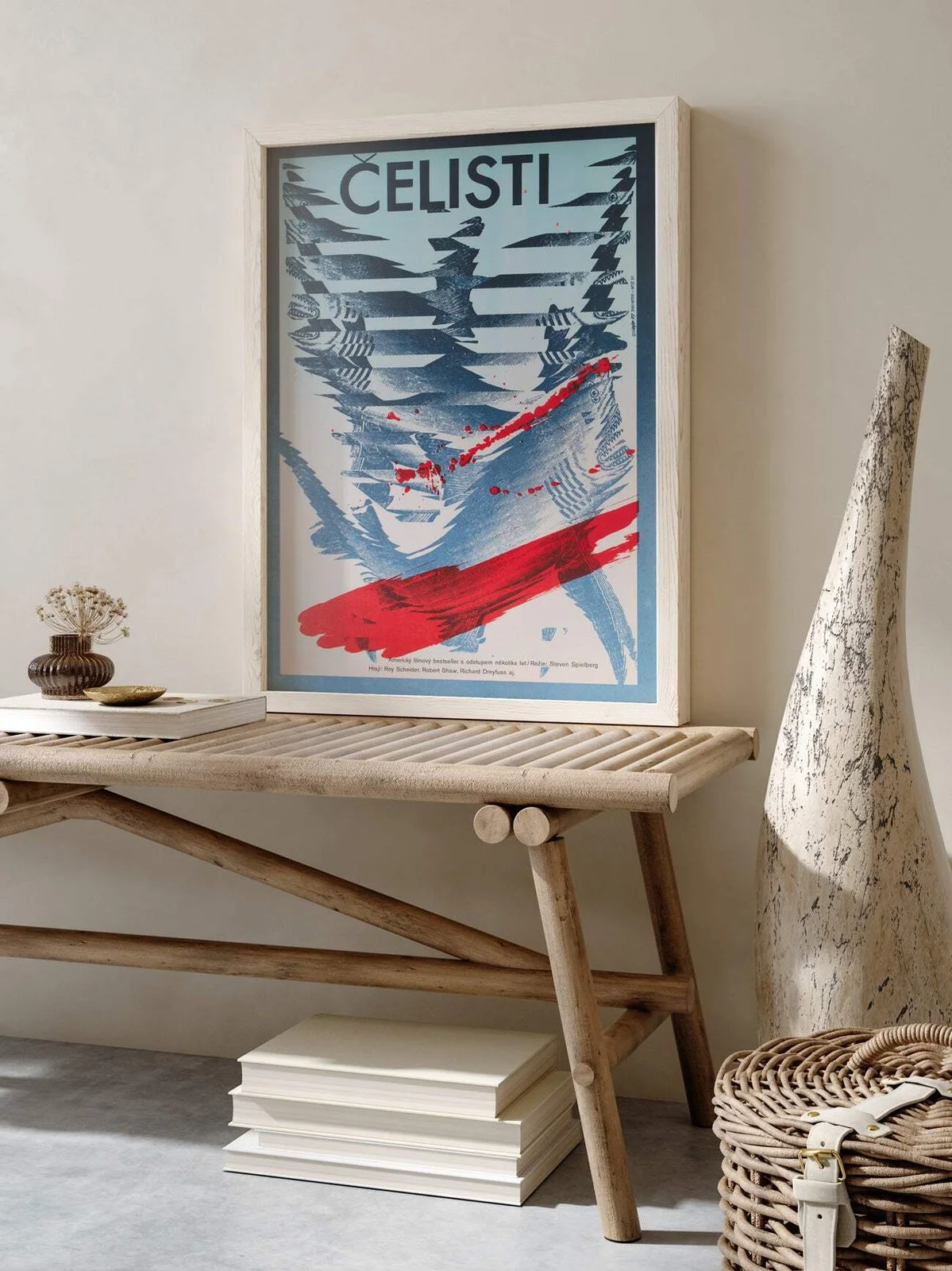 Jaws R1987 Czech A3 Film Poster, Zdenek Ziegler, изображение 2