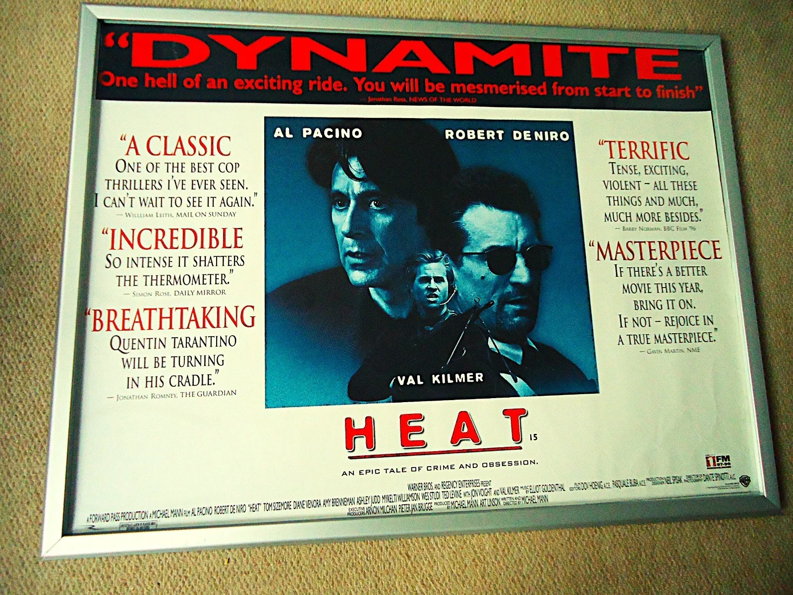 HEAT UK QUAD MOVIE FILM POSTER 1995 AL PACINO DE NIRO ULTRA RARE CULT POSTER GEM, изображение 2