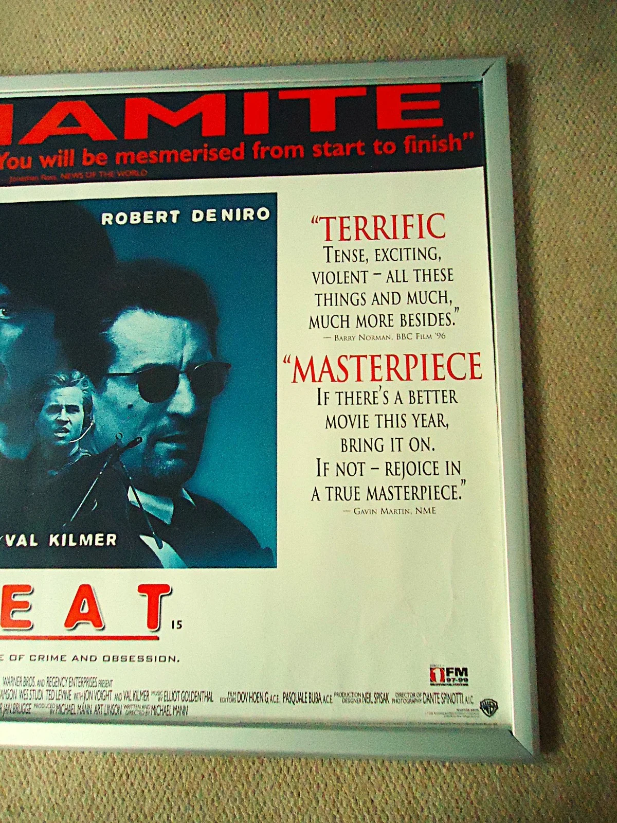 HEAT UK QUAD MOVIE FILM POSTER 1995 AL PACINO DE NIRO ULTRA RARE CULT POSTER GEM, изображение 5