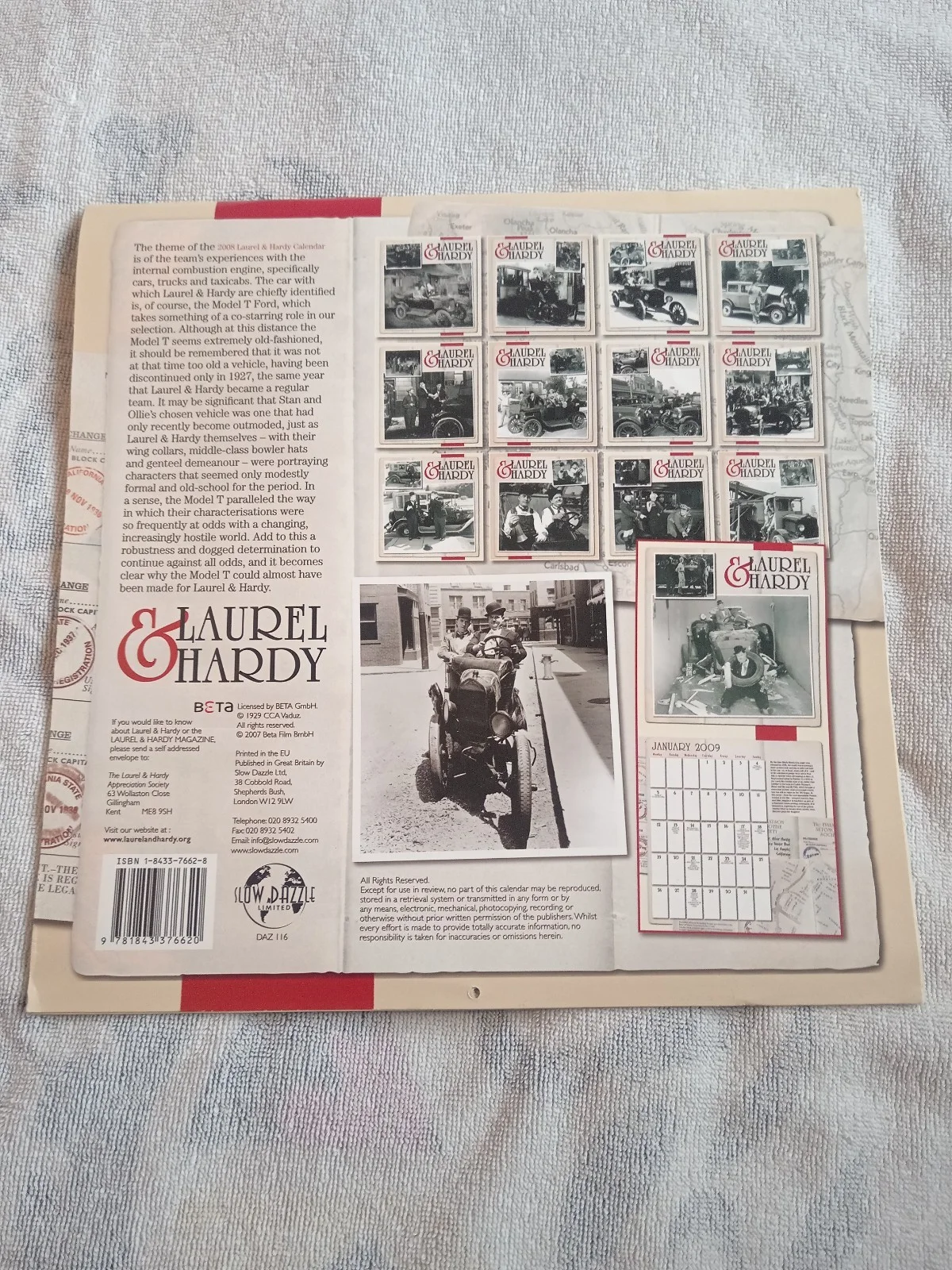 LAUREL & HARDY 2008 Official Calendar 'On the Road' Lovely condition, изображение 2