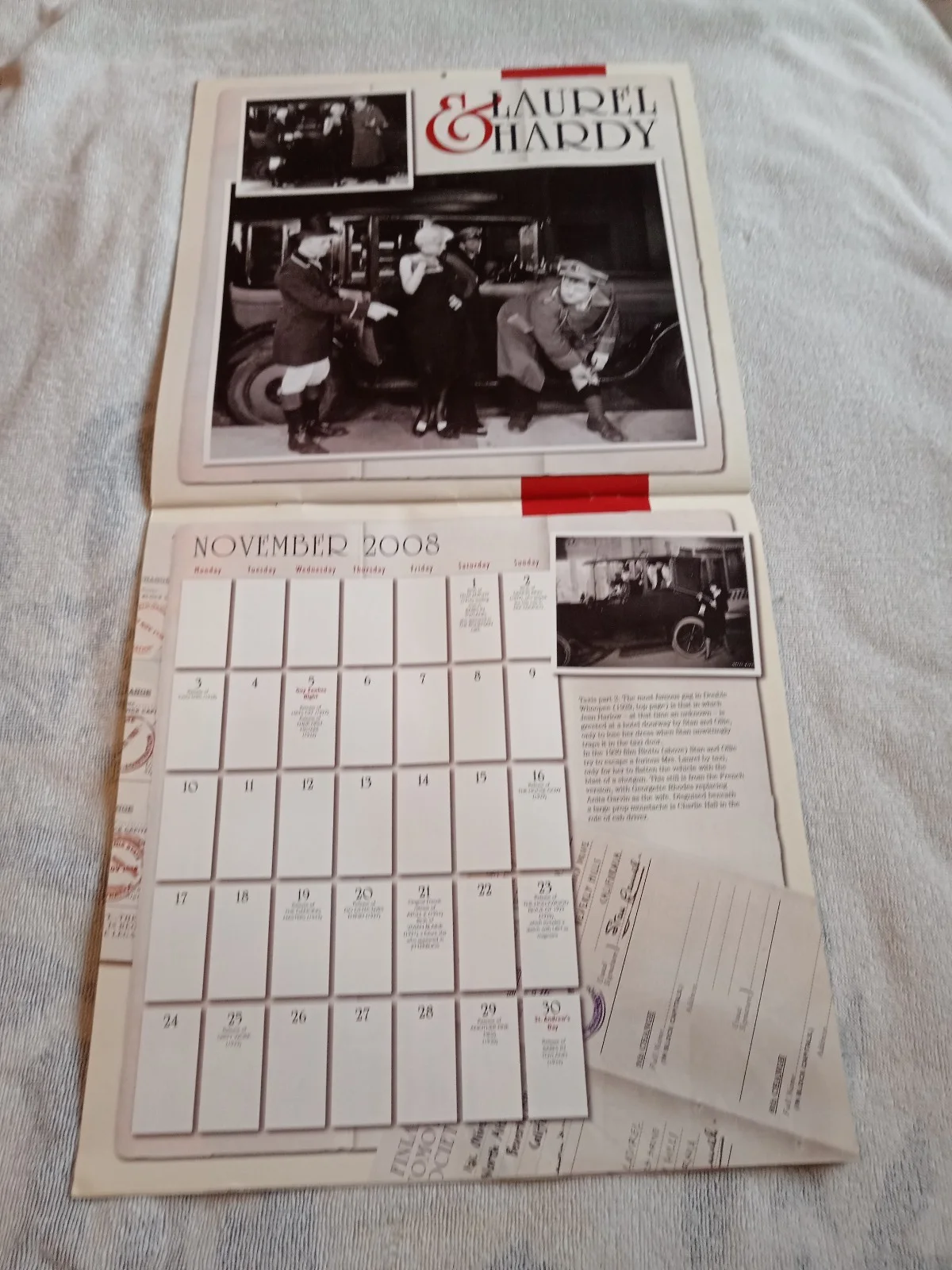 LAUREL & HARDY 2008 Official Calendar 'On the Road' Lovely condition, изображение 3