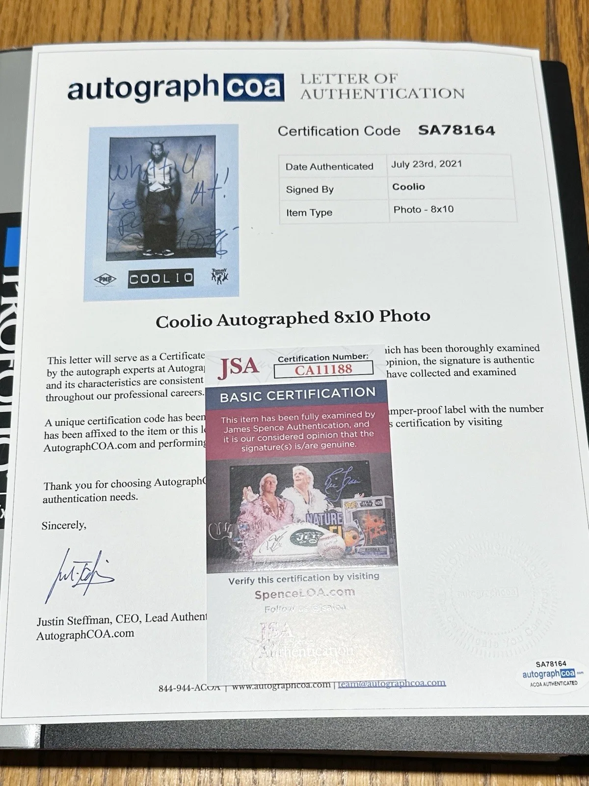*READ* Coolio Autograph Signed Promo Press Photo JSA ACOA Rap Hip Hop, image 4