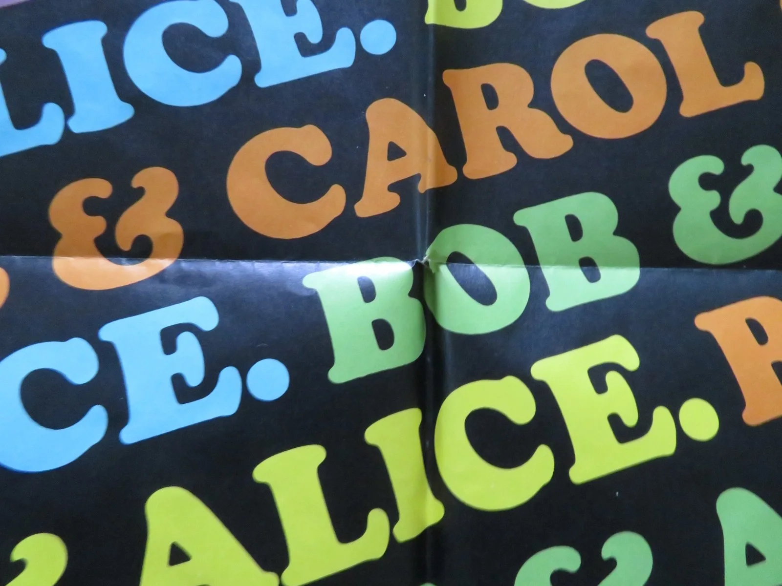 BOB & CAROL & TED & ALICE FOLDED US ONE SHEET POSTER NATALIE WOOD R. CULP 1969, изображение 3