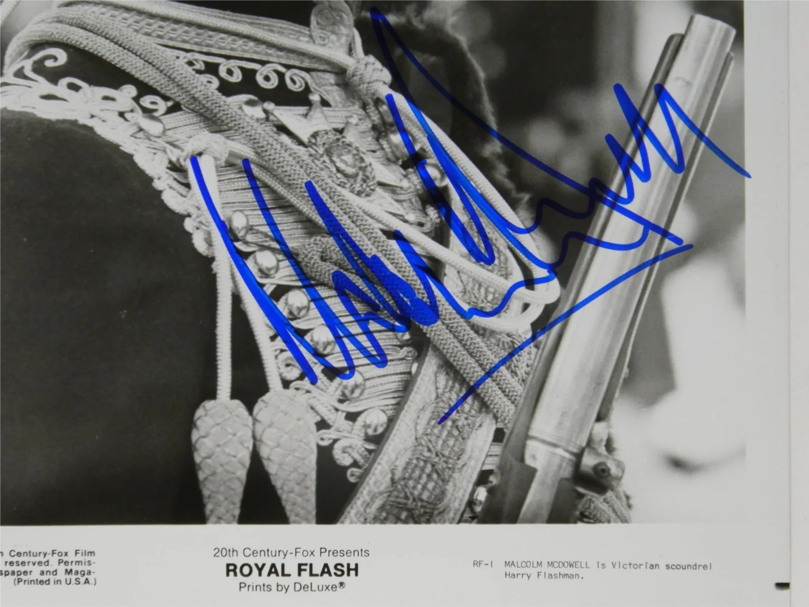 Malcolm McDowell — Malcolm McDowell Signed 8x10 Promo Photo Royal Flash Autographed JSA COA, image 3