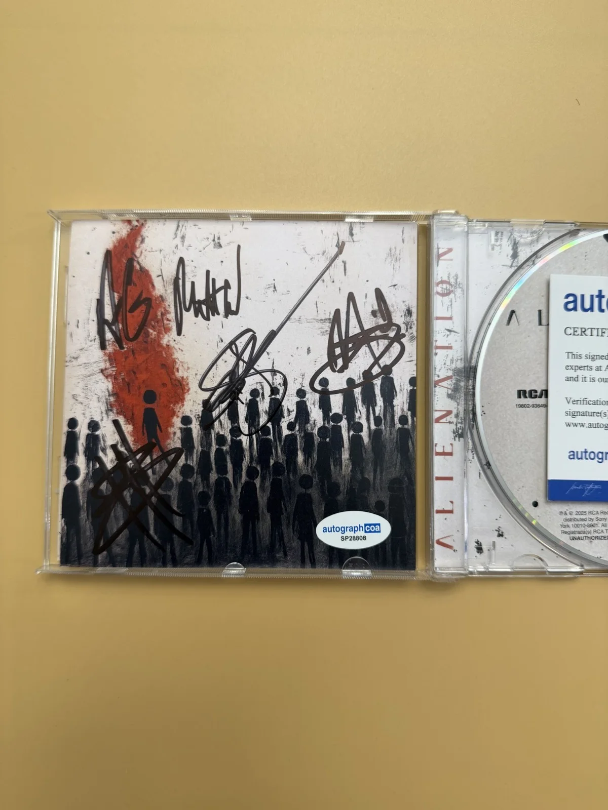 Three Days Grace SIGNED CD Alienation Autograph All Members ACOA SP28808, image 2