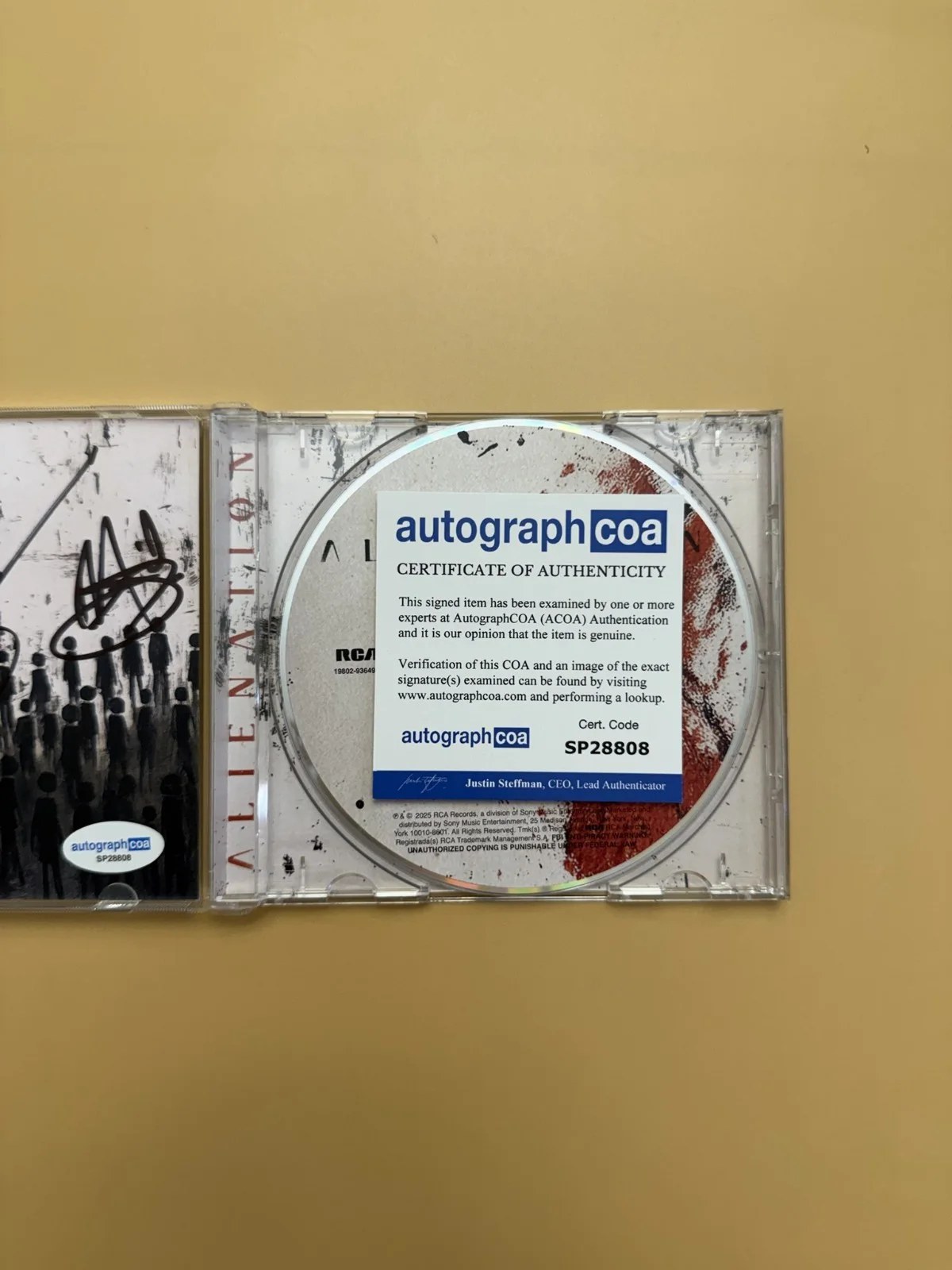 Three Days Grace SIGNED CD Alienation Autograph All Members ACOA SP28808, image 3