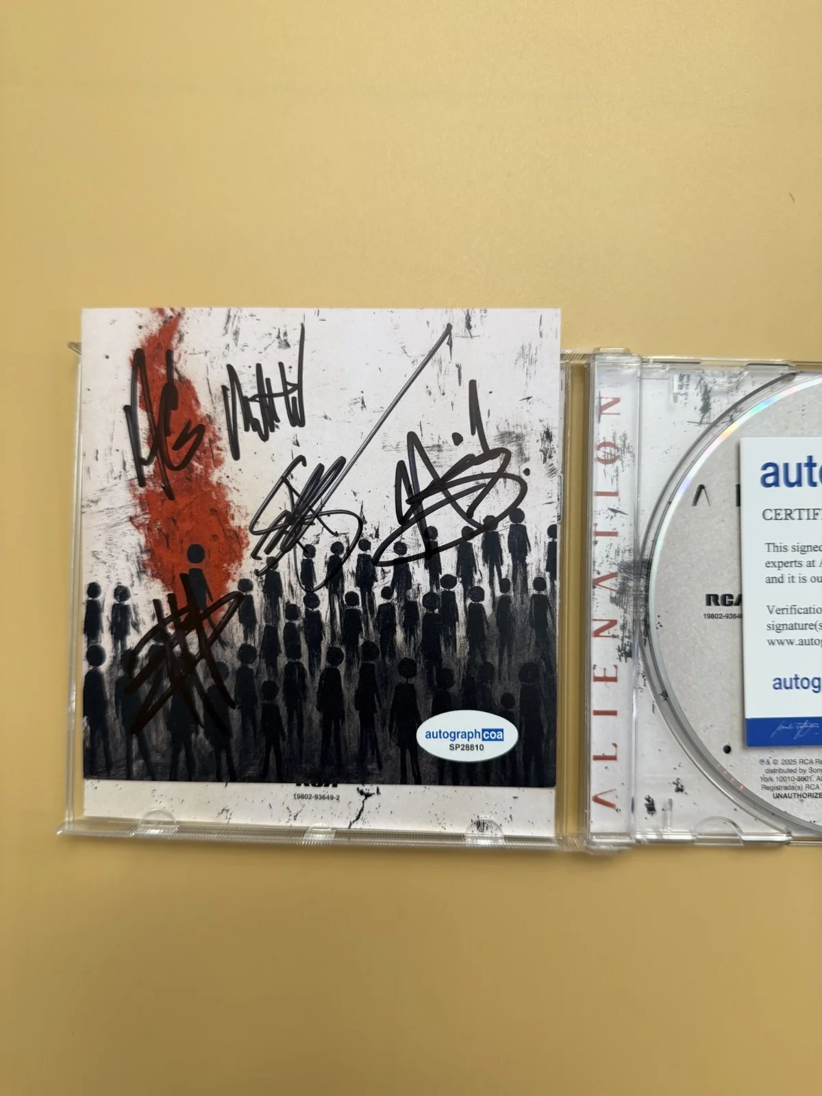 Three Days Grace Alienation SIGNED CD Autograph All Members ACOA SP28810, image 2