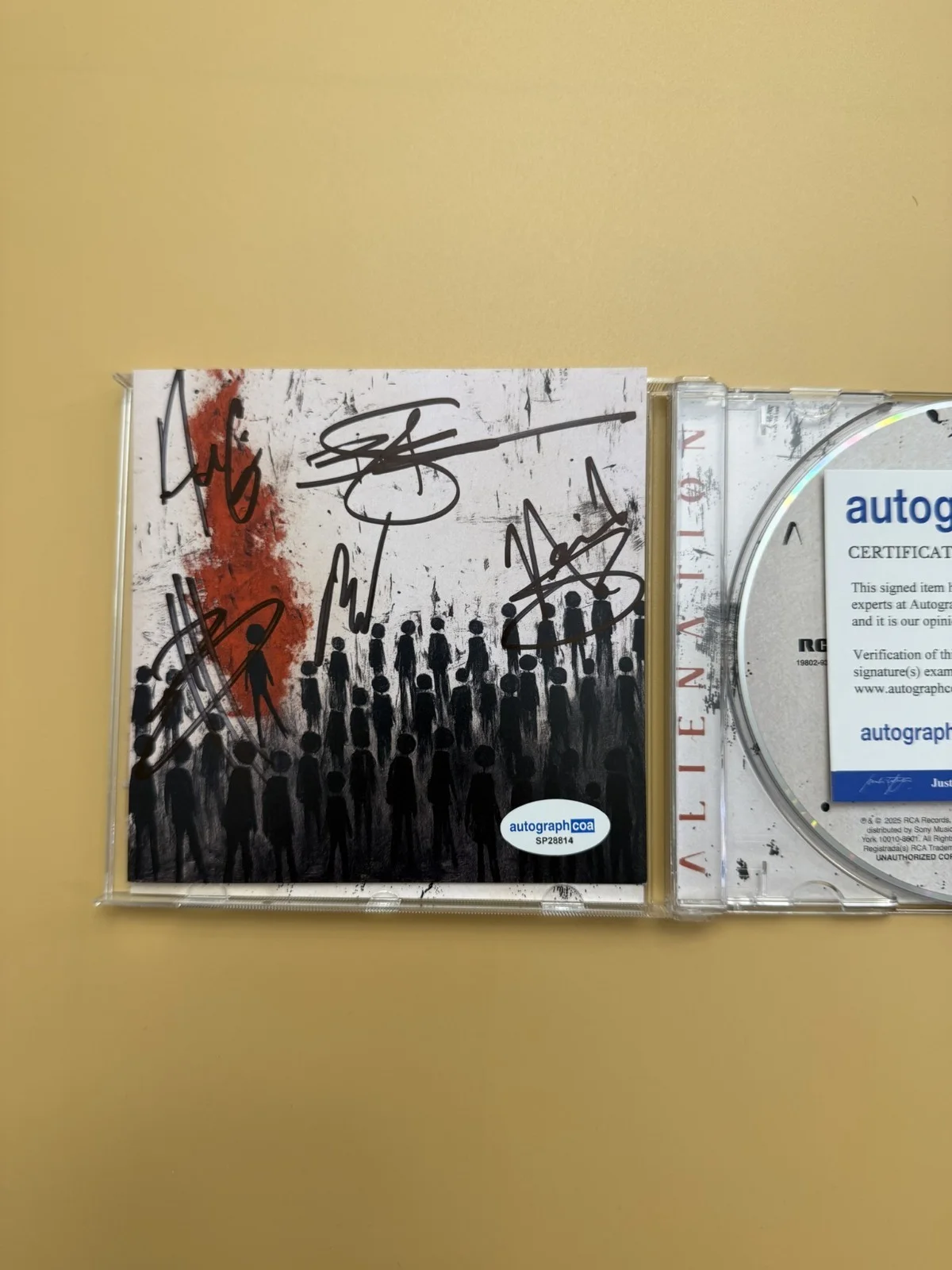 Three Days Grace Alienation CD SIGNED All Members Autograph ACOA SP28814, image 2