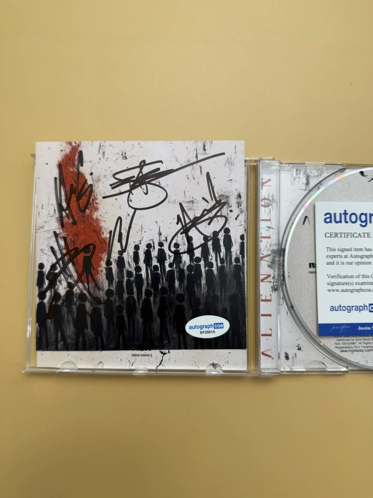 SIGNED Alienation CD Three Days Grace Autograph All Members ACOA SP28815, image 2