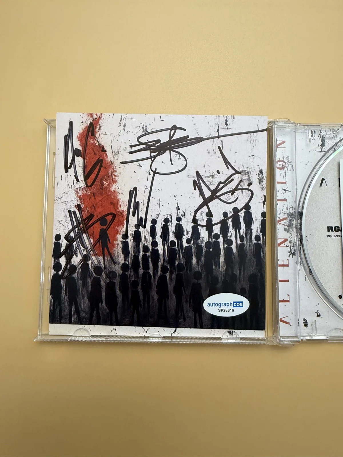 Three Days Grace SIGNED Alienation CD Autograph ACOA SP28816, image 2