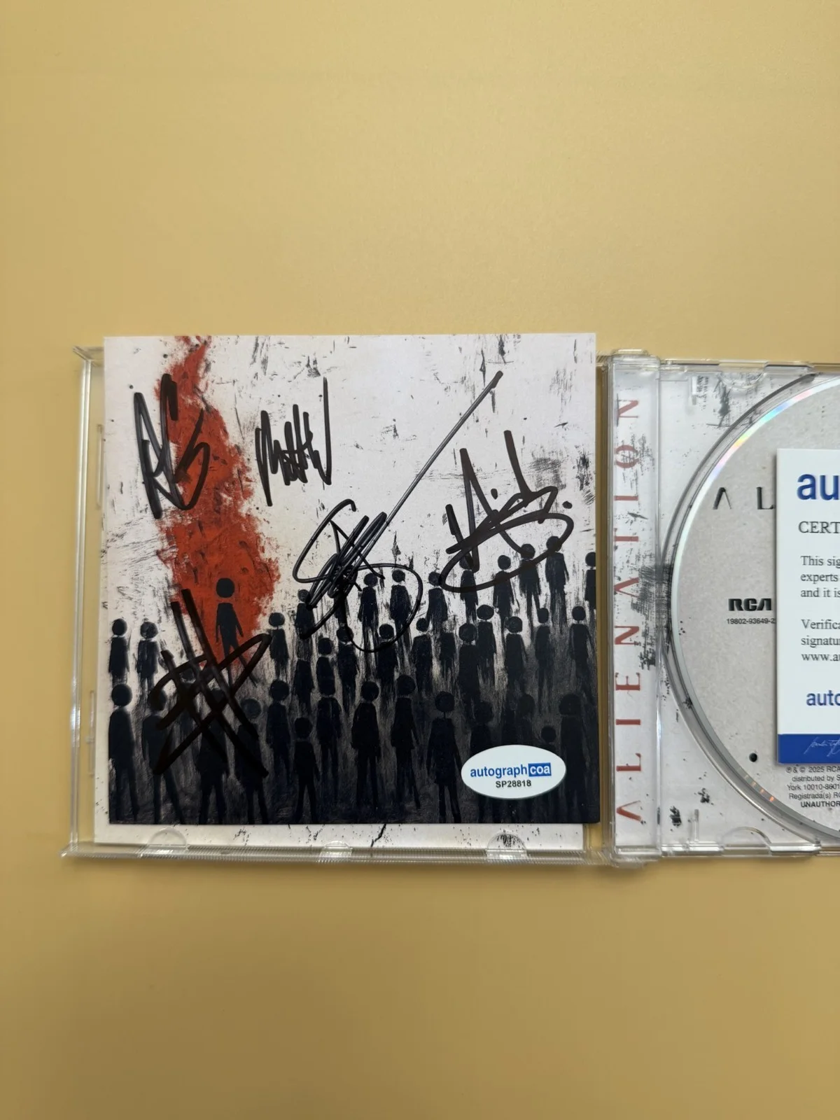 Three Days Grace Alienation SIGNED CD All Members ACOA SP28818, image 2