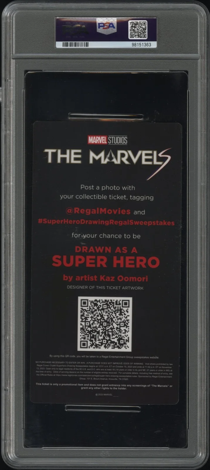 IMAN VELANI "Ms. Marvel" Signed 2023 The Marvels Movie Ticket Stub PSA Slab, image 2