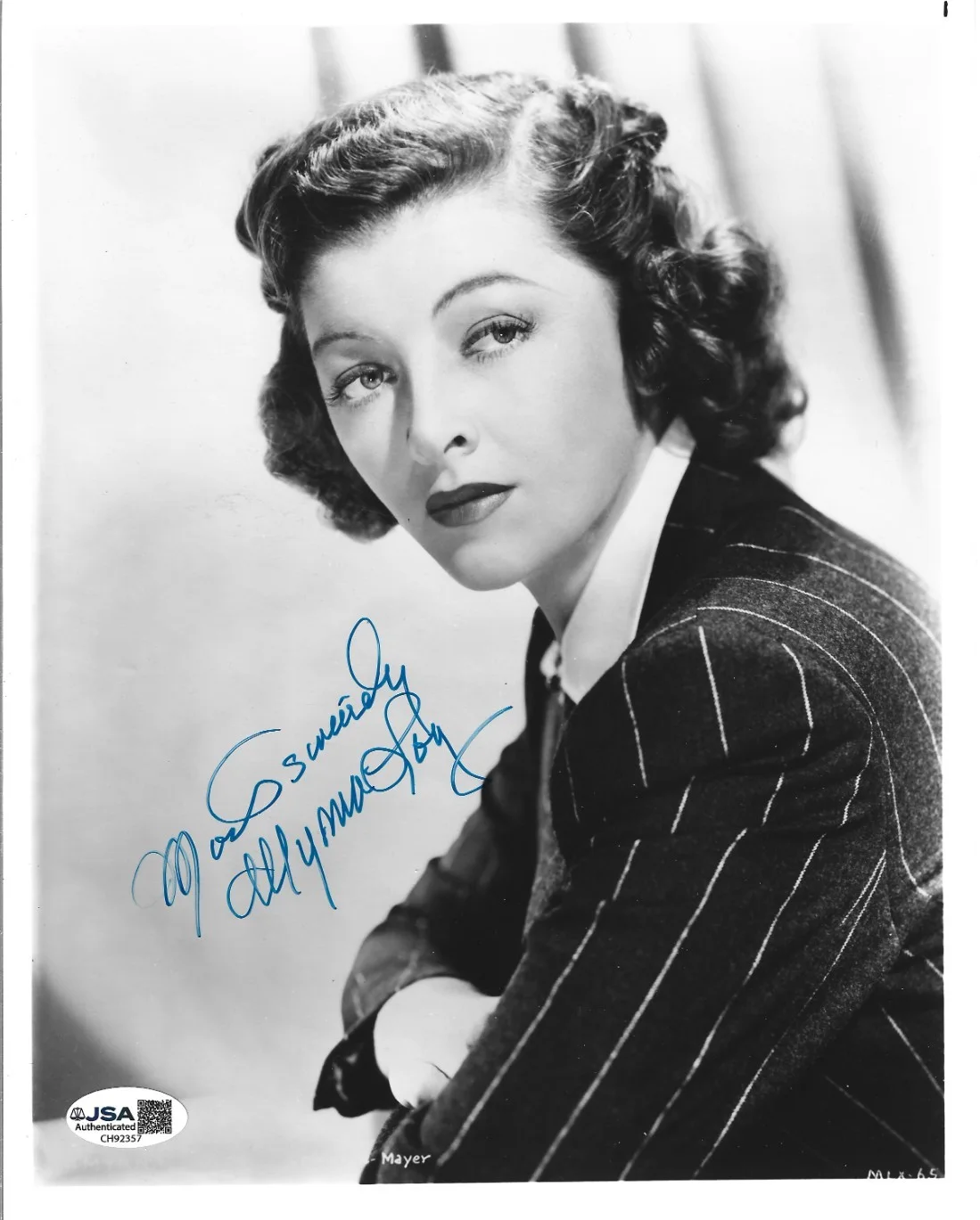 Myrna Loy — Myrna Loy REAL hand SIGNED Official Promo Photo JSA COA Autographed Thin Man