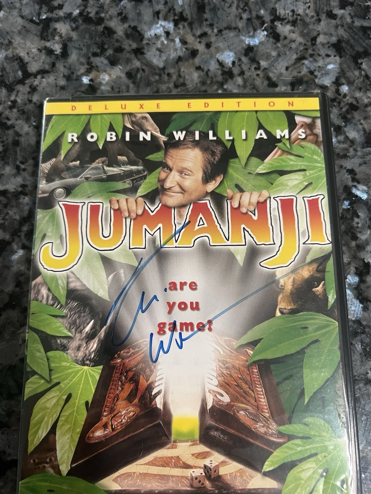 Robin Williams — ROBIN WILLIAMS JUMANJI MOVIE SIGNED AUTOGRAPHED DVD COVER W/COA RARE, изображение 2