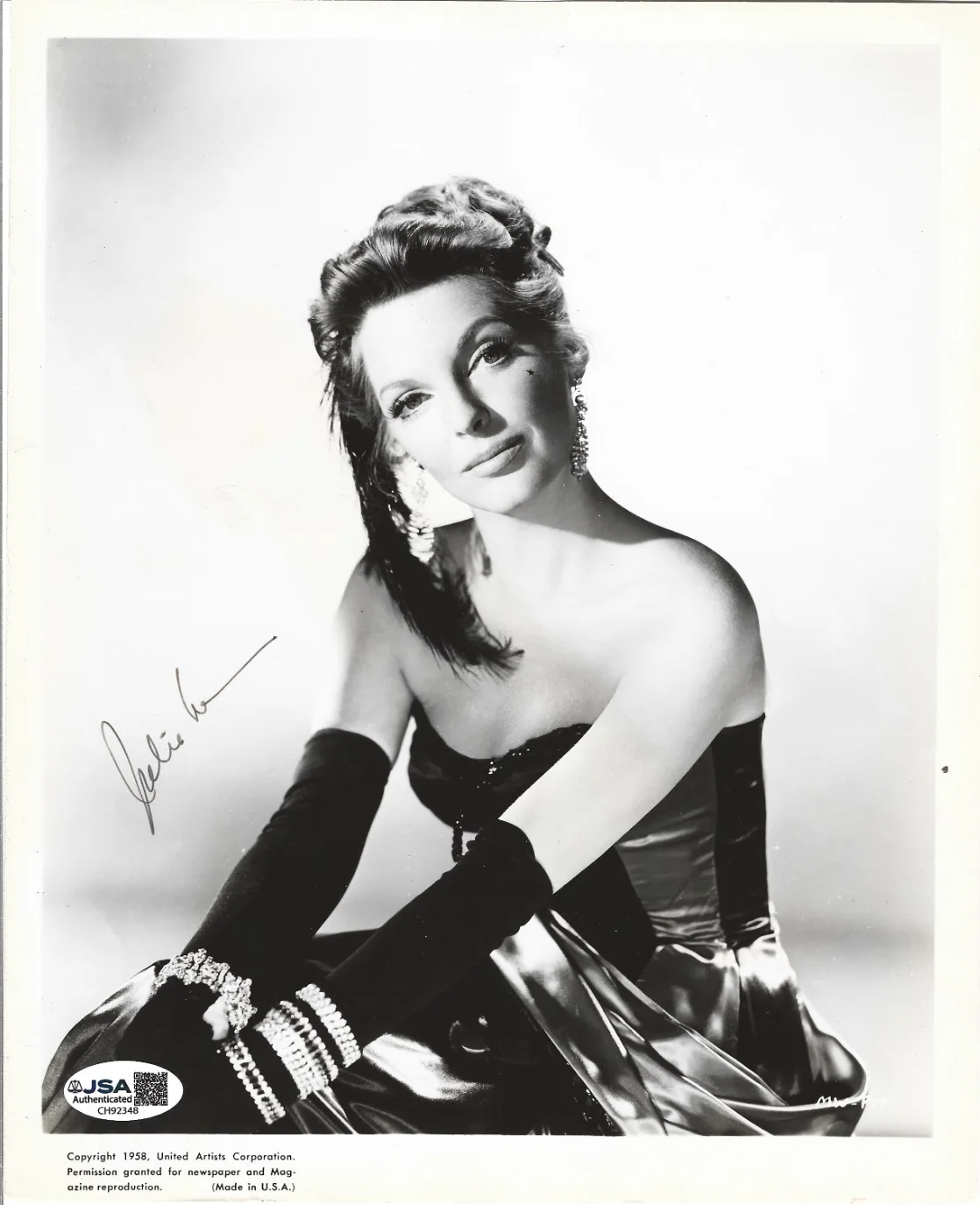 Julie London — Julie London REAL hand SIGNED Official 1958 Promo Photo JSA COA Autographed