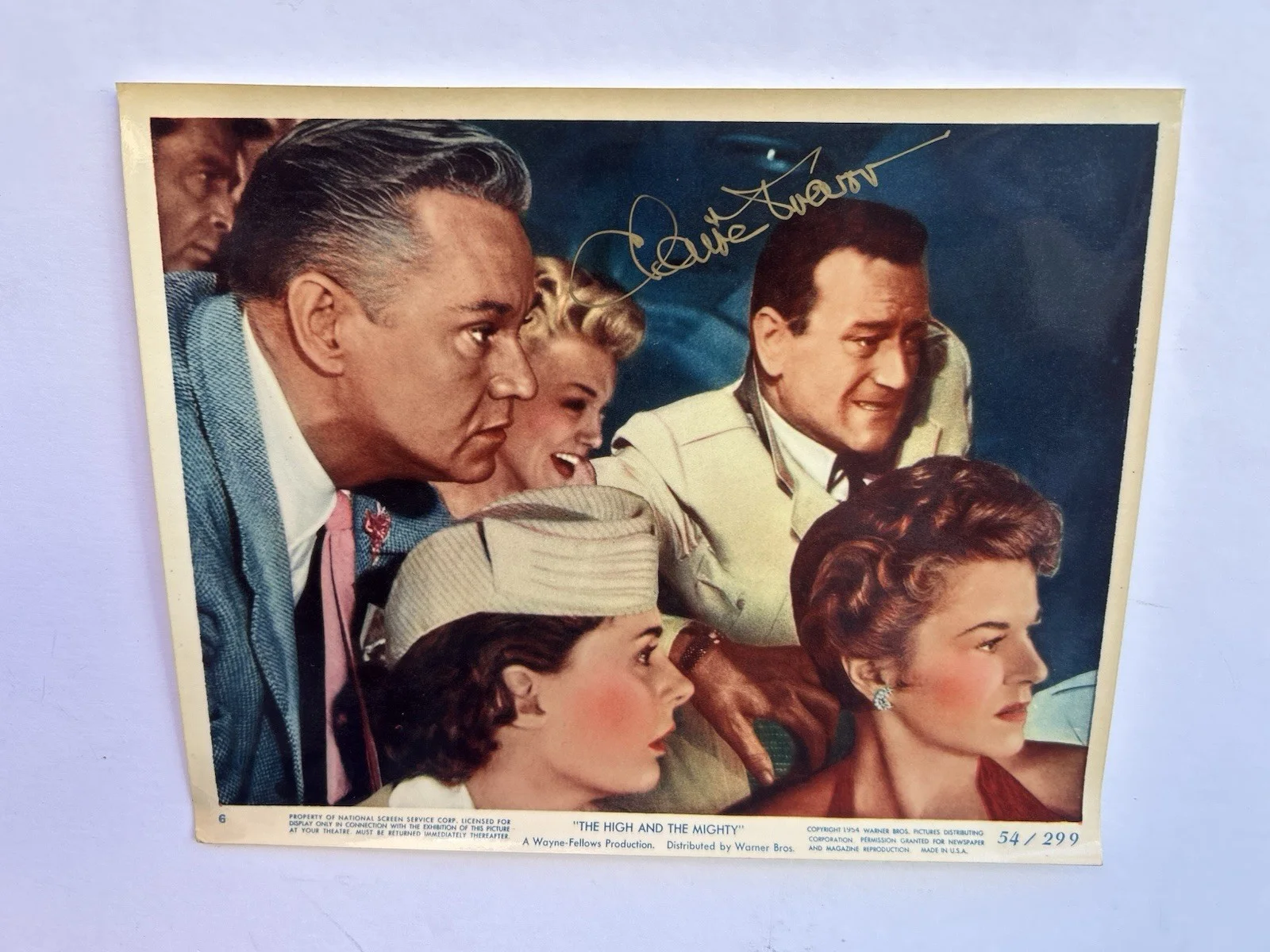 Claire Trevor — 1954 The High & The Mighty Still Lobby Card Photo Claire Trevor Signed Autograph