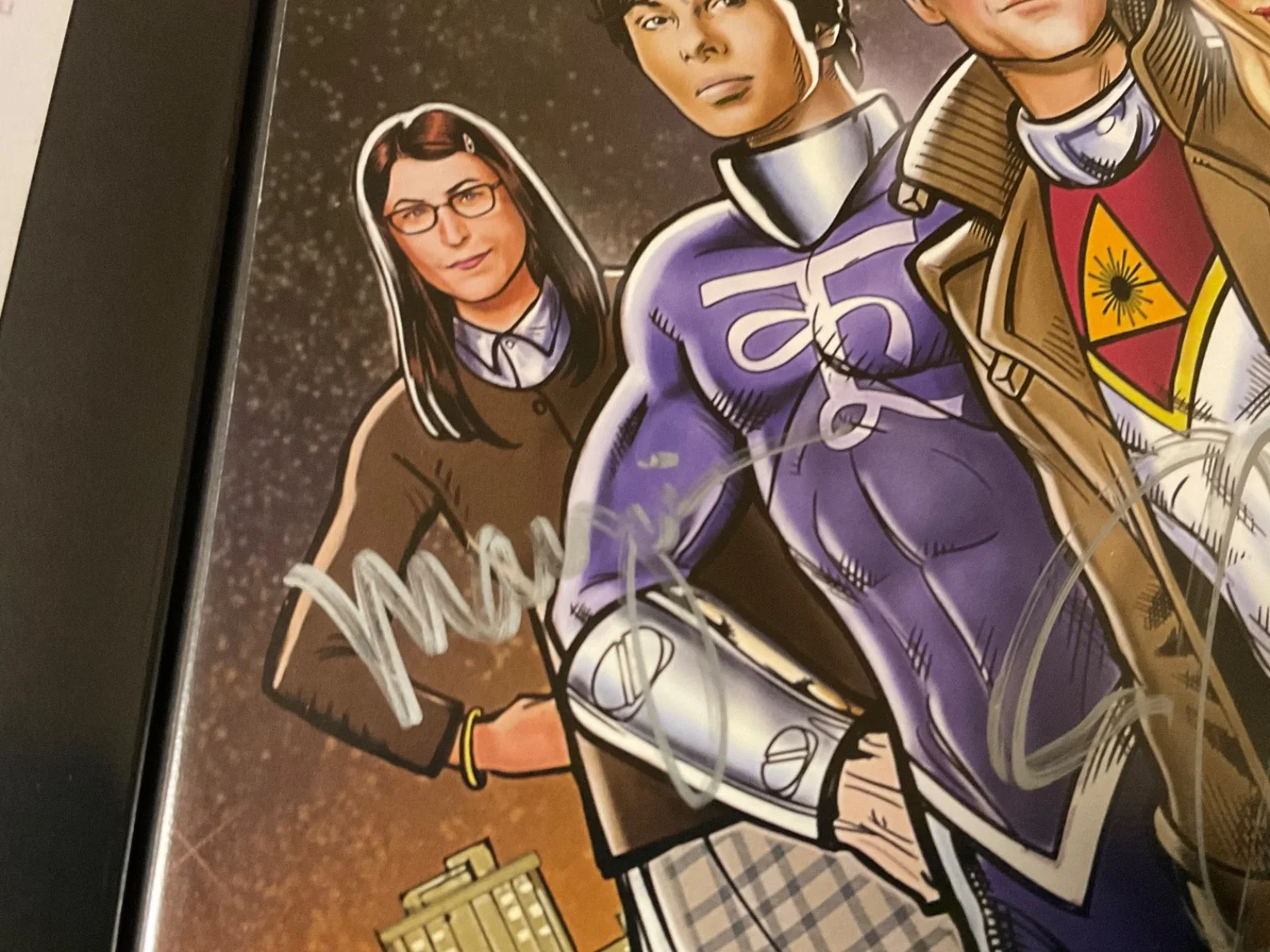 SHELDON, PENNY, LEONARD, HOWARD, AMY, RAJ, BERNADETTE — FULL CAST Signed BIG BANG THEORY SDCC Jim Parsons KALEY COUCO poster print penny, изображение 2