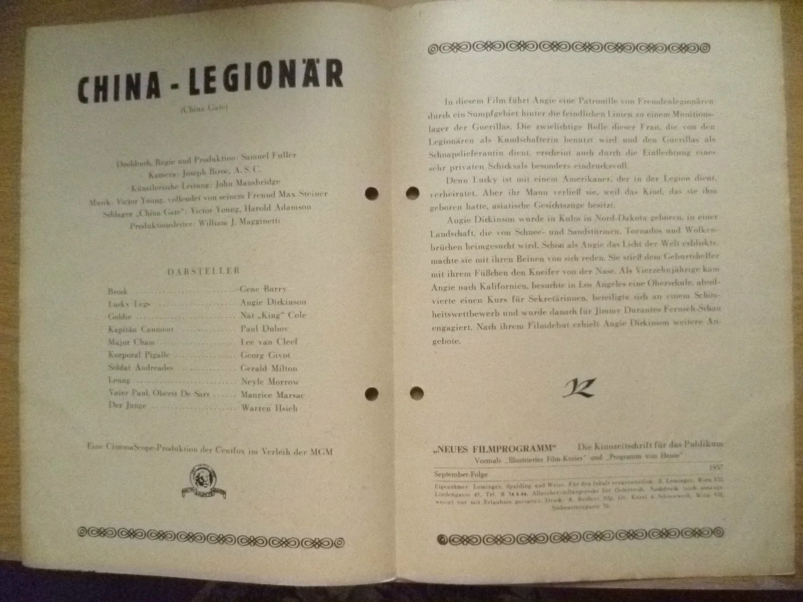 Film Neues Programme 1957, No.475 - CHINA LEGIONAR~ CHINA GATE, изображение 2