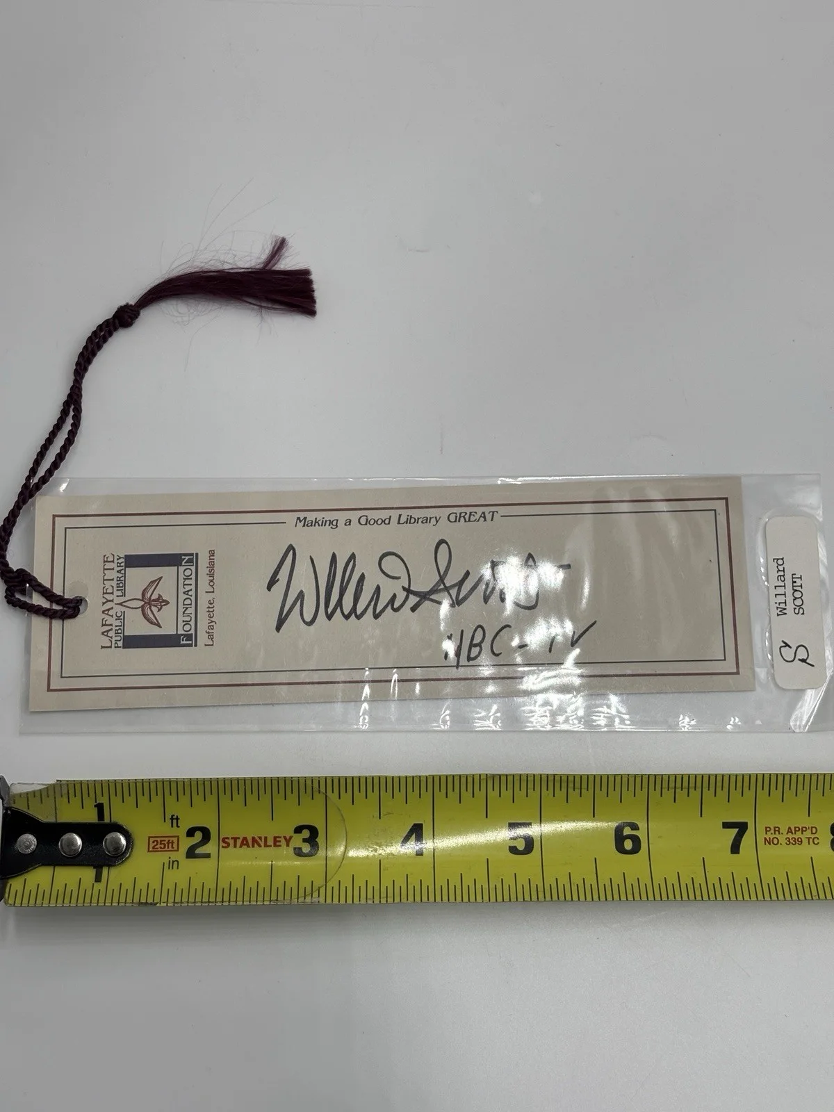 Willard Scott — WILLARD SCOTT - THE TODAY SHOW WEATHERMAN - SIGNED Bookmark - DECEASED