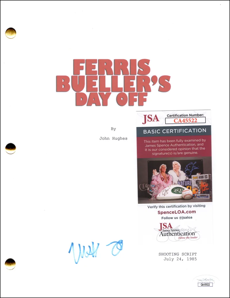 Matthew Broderick — Matthew Broderick Signed Autograph Ferris Bueller's Day Off Movie Script JSA COA, image 2