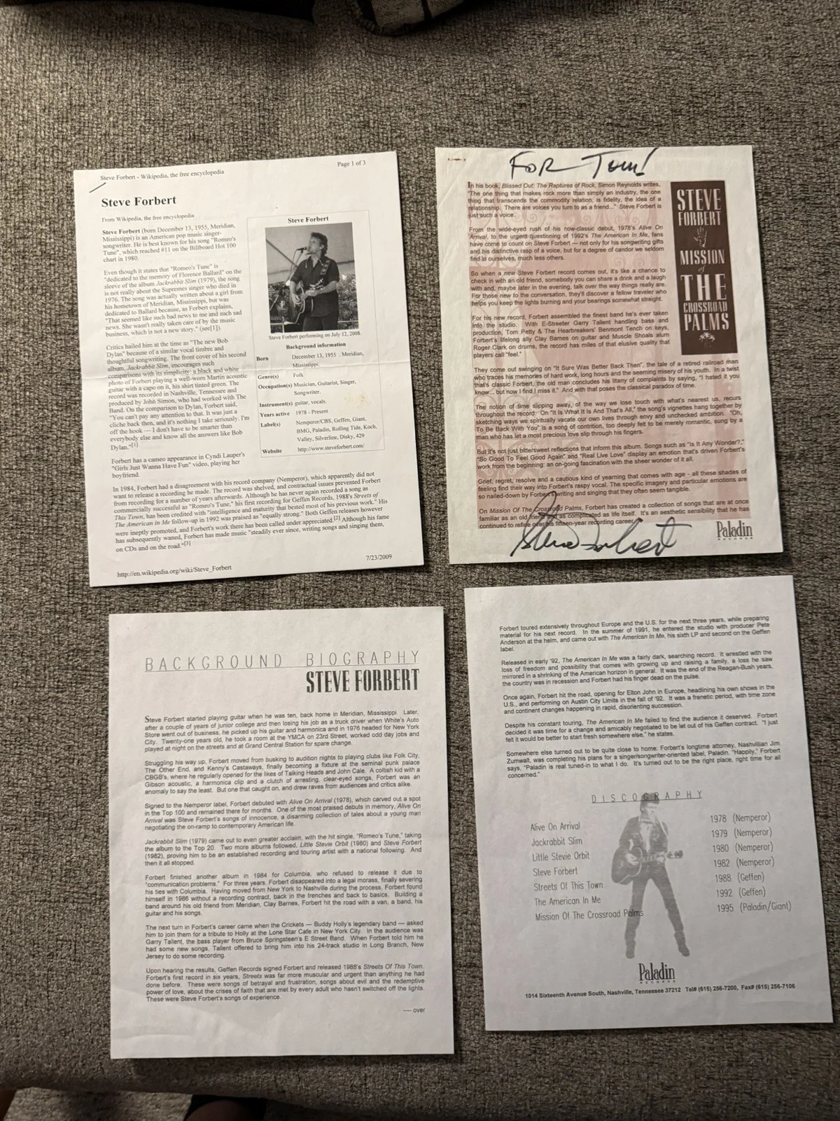 Signed Steve Forbert not full size Guitar(25”x9”)No Strings Attached +CD, ticket, image 5