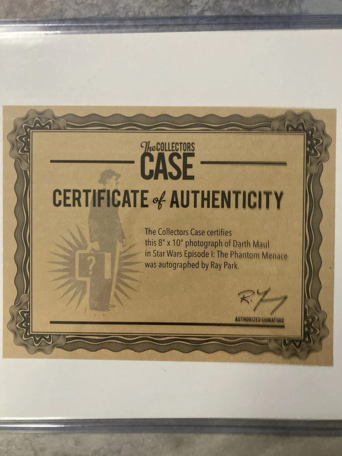 AUTOGRAPH PHOTO OF DARTH MAUL SIGNED BY RAY PARK CERTIFICATE OF AUTHENTICITY B8, изображение 4