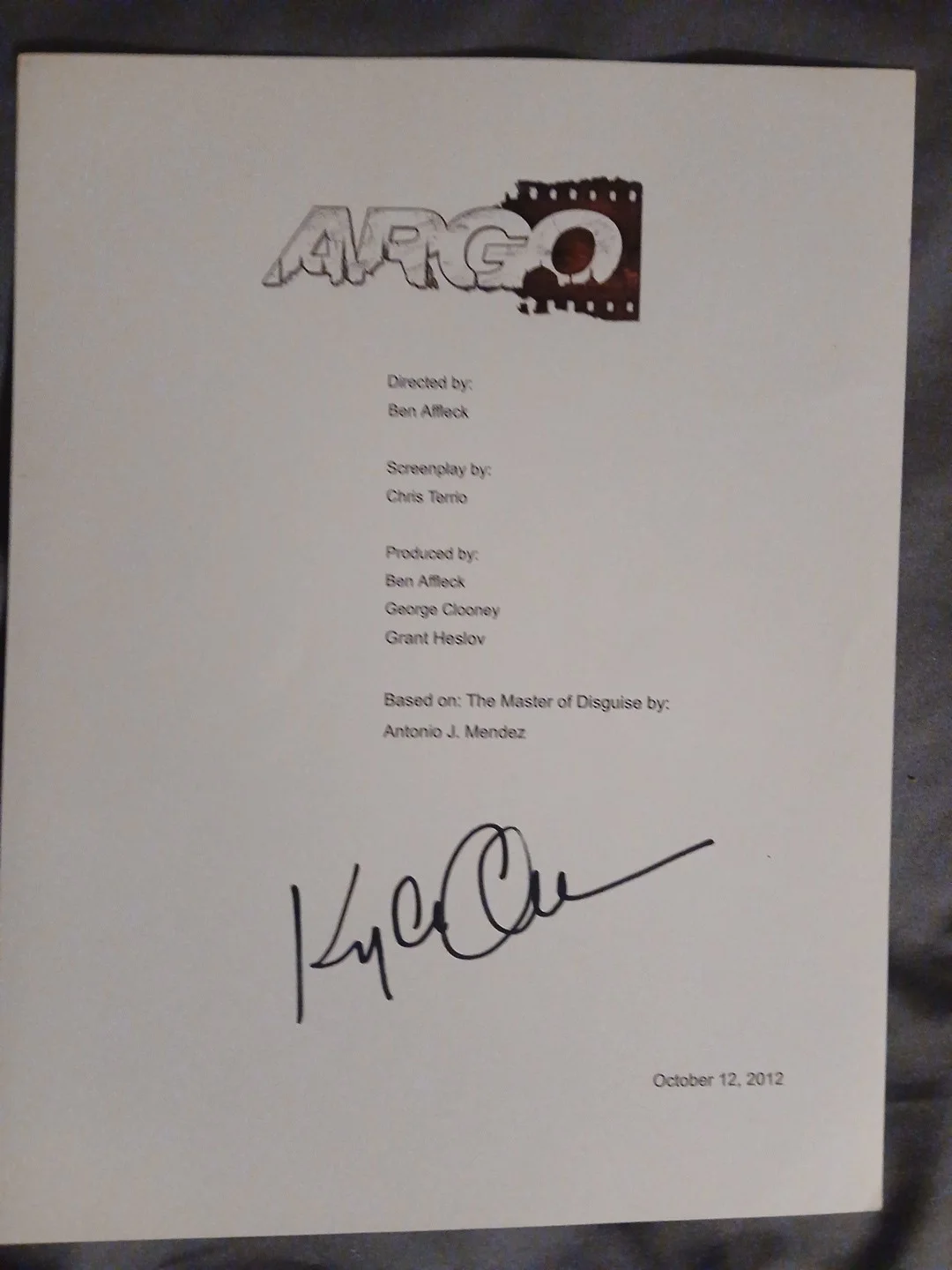 kyle chandler — KYLE CHANDLER Hand Signed ARGO Script Cover, изображение 2