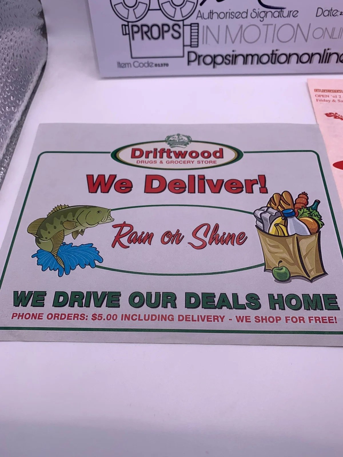 Authentic Bates Motel TV Prop: Driftwood Grocery Flyer + Chinese Menu w/ COA, изображение 4