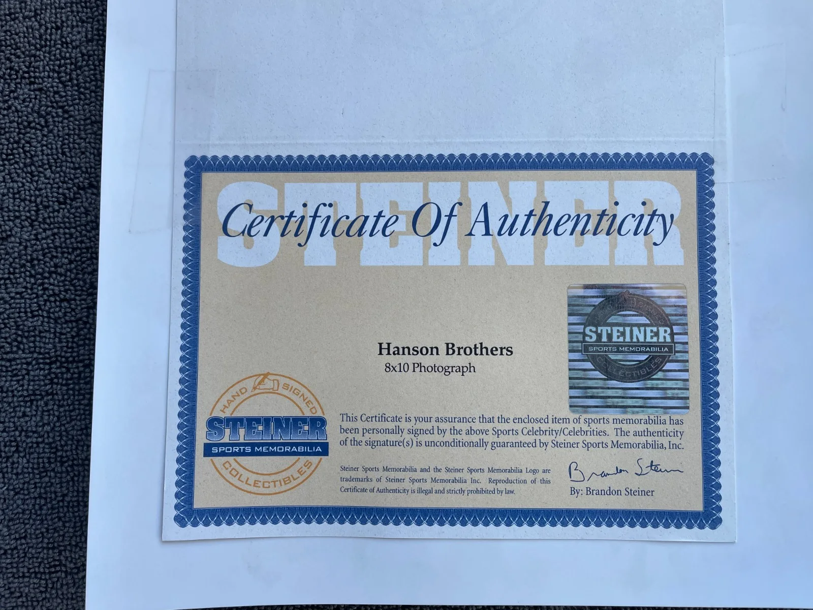DAVE HANSON — HANSON BROTHERS SIGNED 8X10 Photo DAVE HANSON and CARLSON's - AUTHENTICATED COA, изображение 2